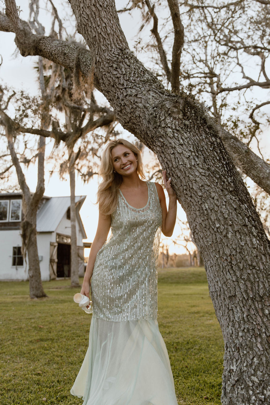 Thea Overlay Sequin Chiffon Maxi Dress - Sage