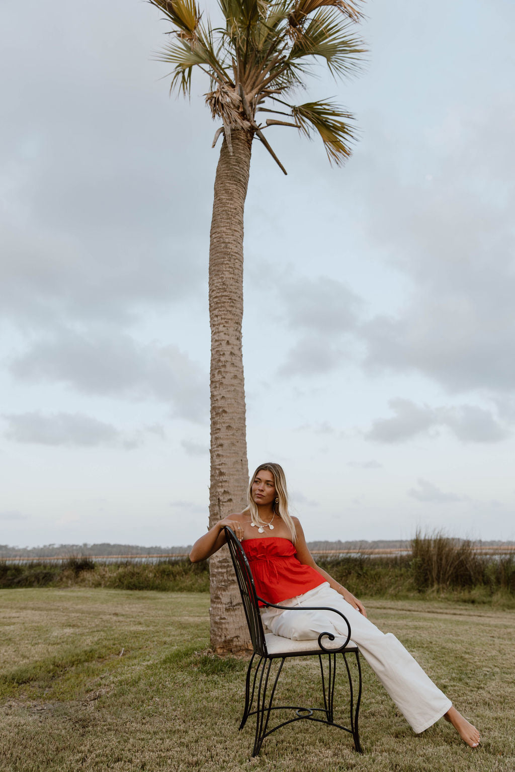 Alina Flare Strapless Top - Red