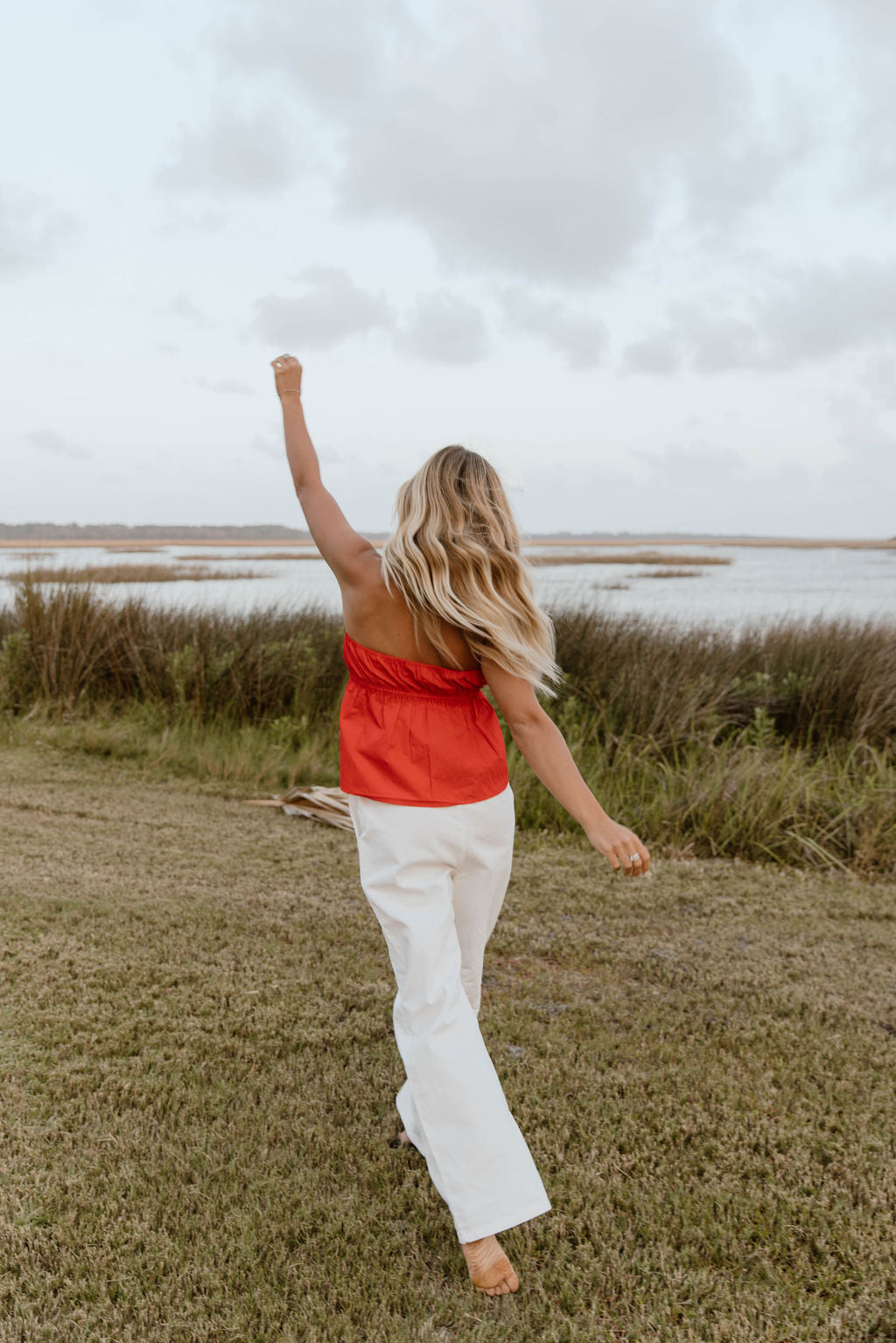 Alina Flare Strapless Top - Red