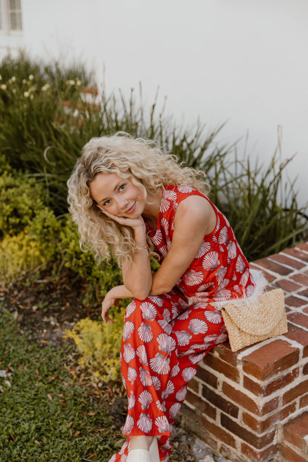 Adela Feather Pant Set - Red Shells