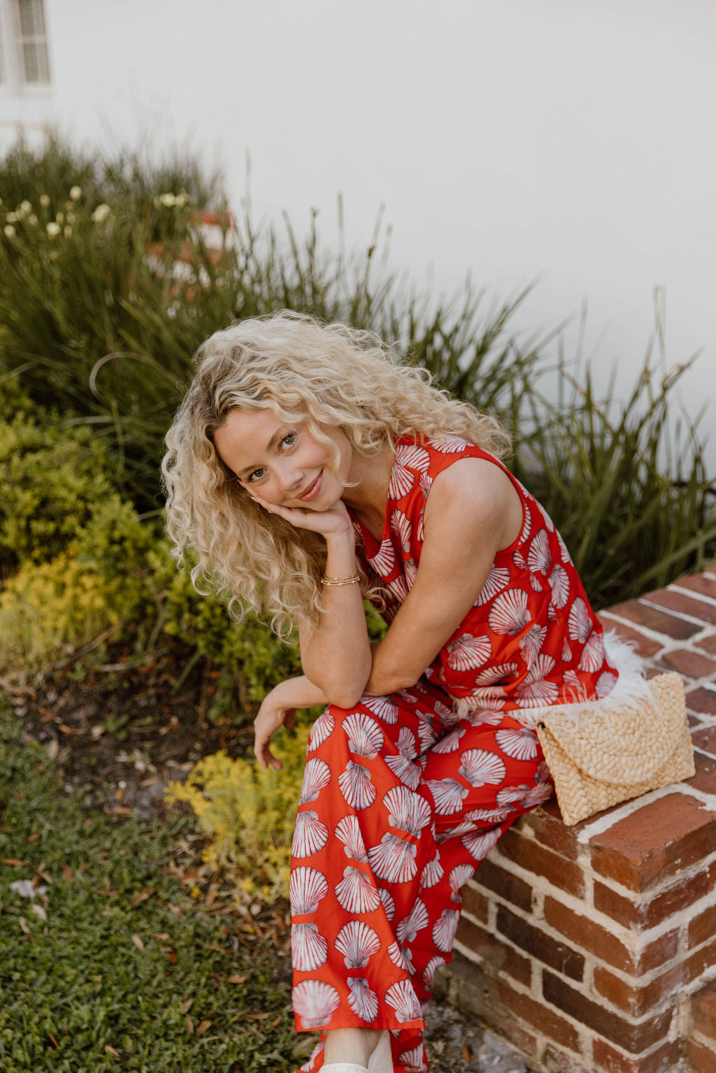 Adela Feather Pant Set - Red Shells