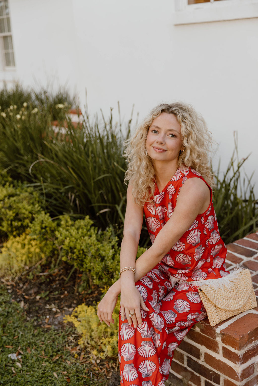 Adela Feather Pant Set - Red Shells