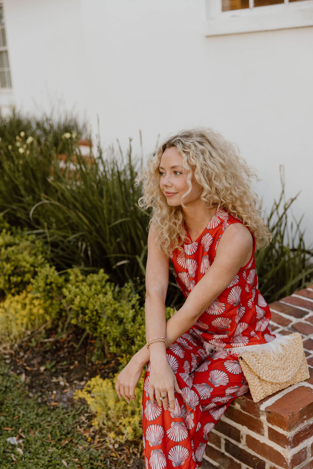 Adela Feather Pant Set - Red Shells