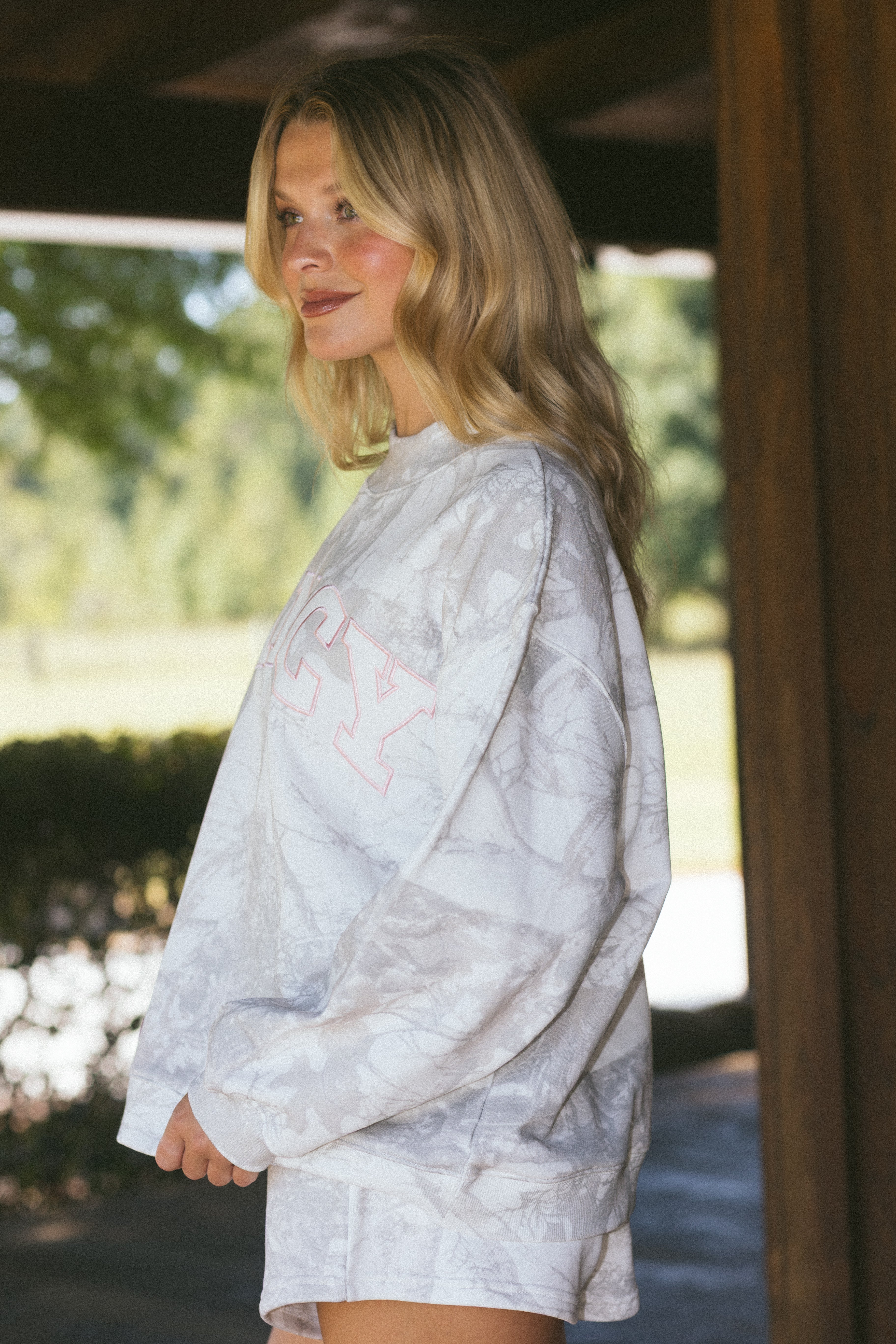 Fancy Oversized French Terry Mockneck - White Camo