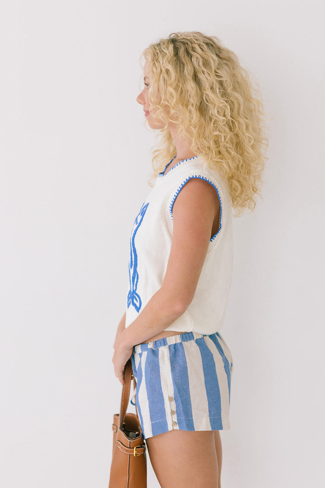 May Striped Micro Shorts - Lt Blue