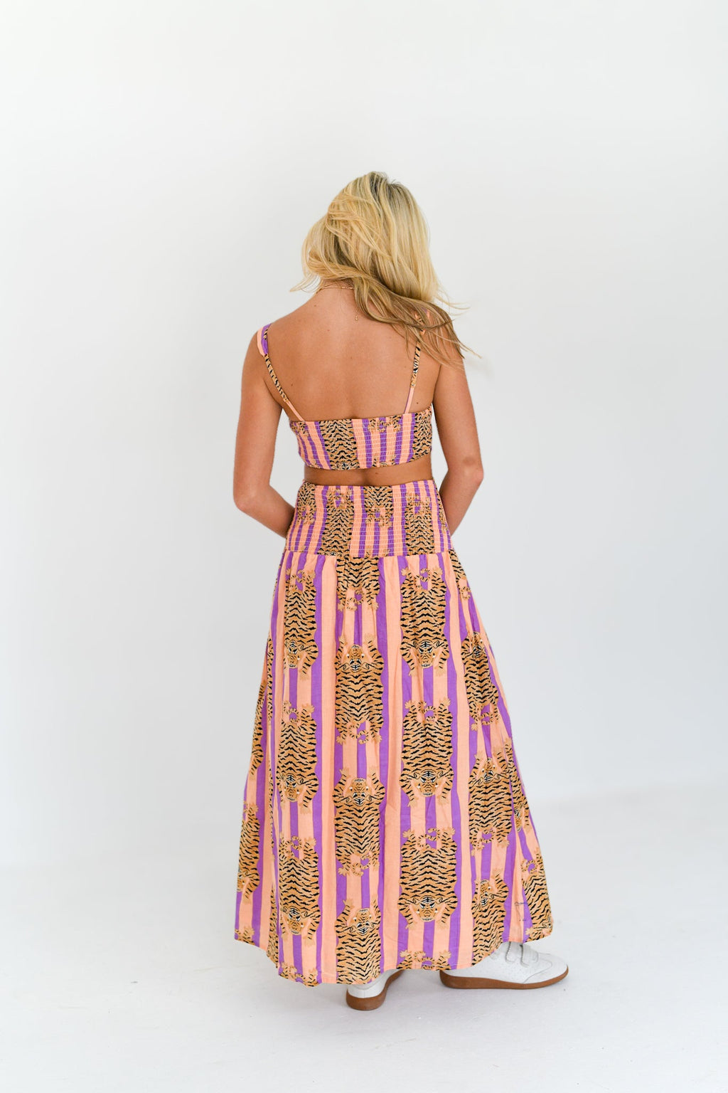 Aspen Maxi Skirt Set - Orange/Purple Striped Tiger