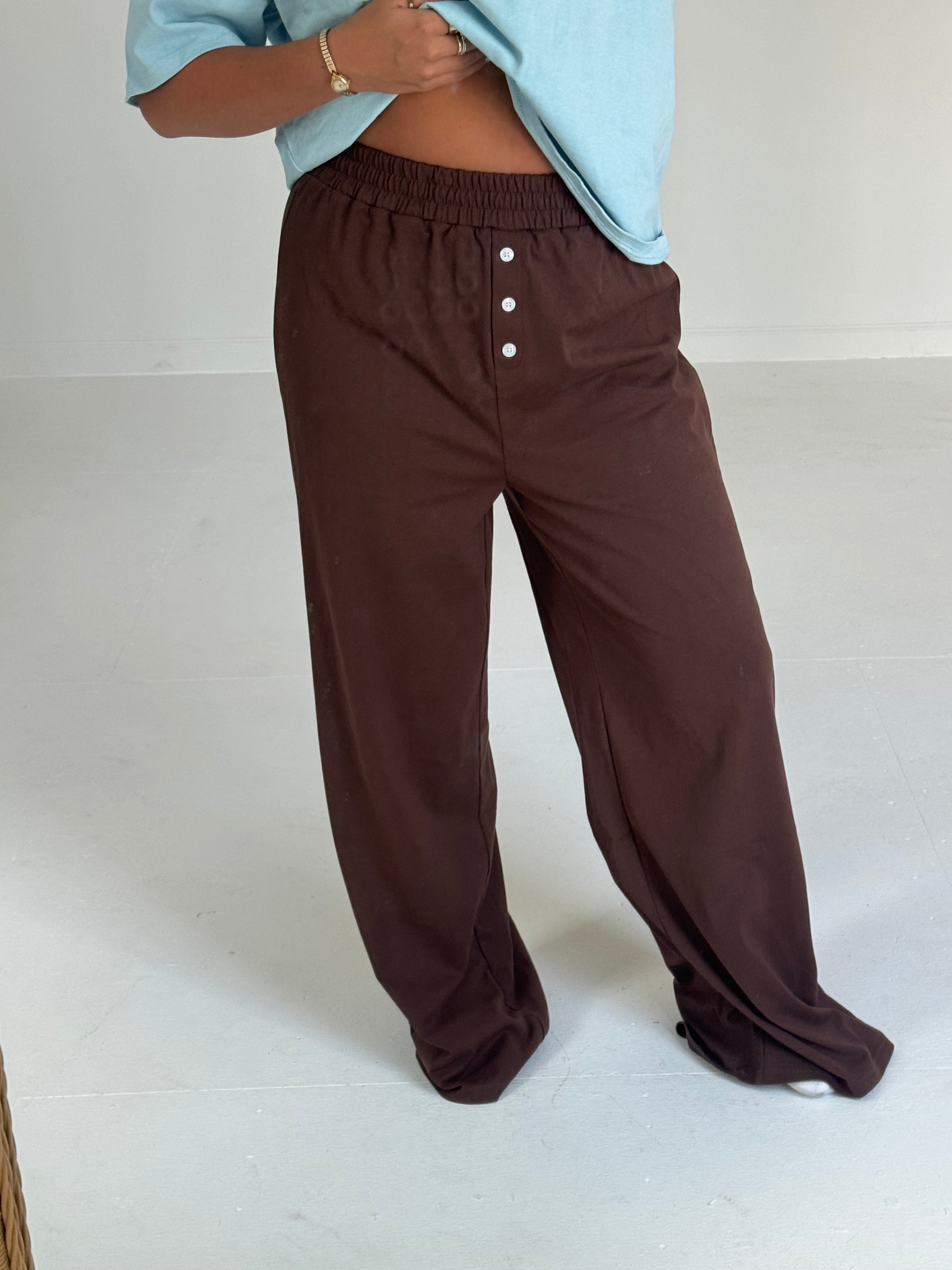 Fancy Button Pants - Chocolate