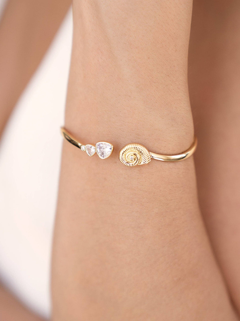 Golden Nautilus Shell Cuff Bracelet: 18k Gold Plated / One Size