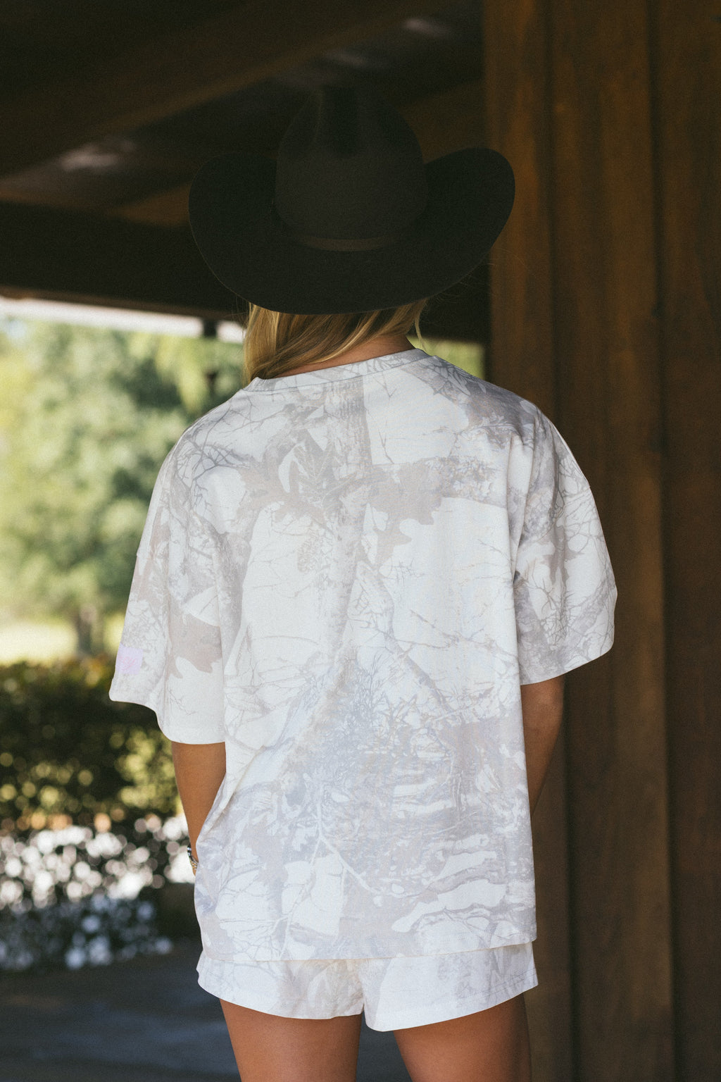 Fancy Oversized Cursive Tee - White Camo