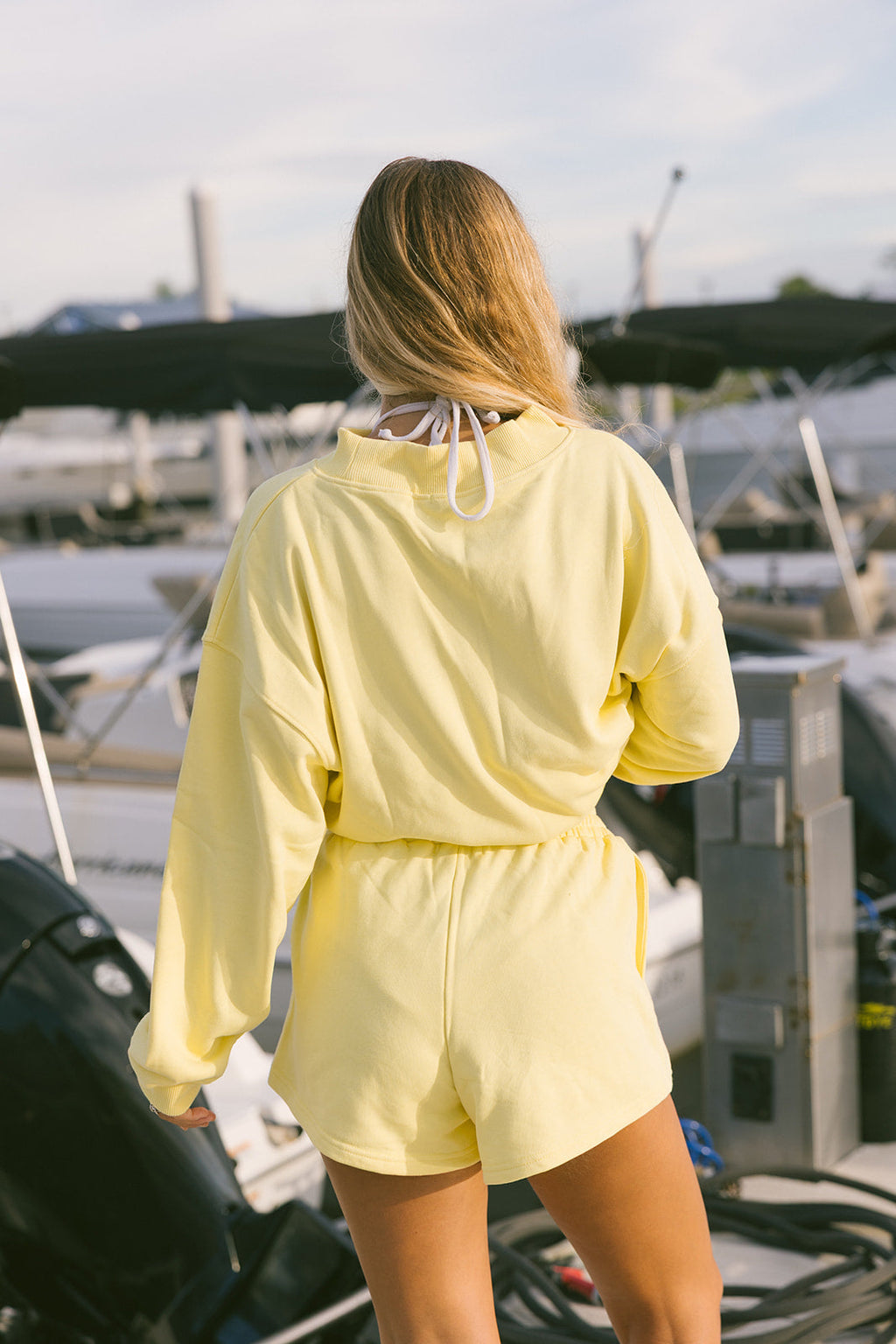 Fancy Oversized Terry Mockneck - Malibu Yellow