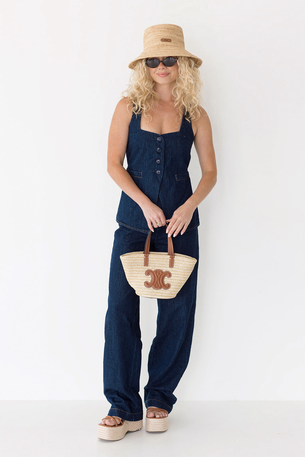 Lyric Sleeveless Denim Top- Demin