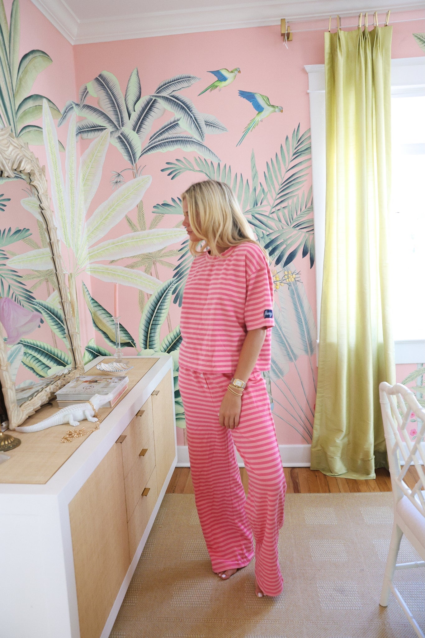 Fancy Striped Short Sleeve Top - Hibiscus/Paradise Pink