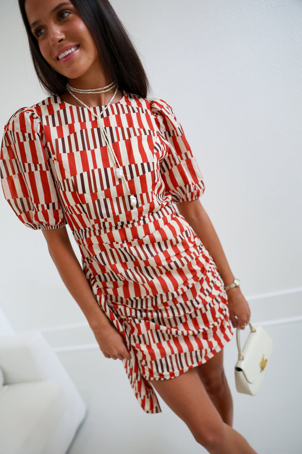 Miley Puff Sleeve Mini Dress - Burnt Orange