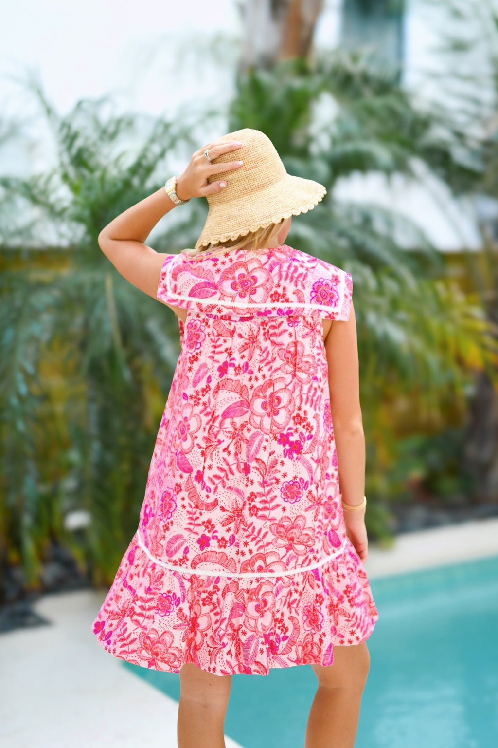 Alia Sailor Collar Ruffle Dress - Pink