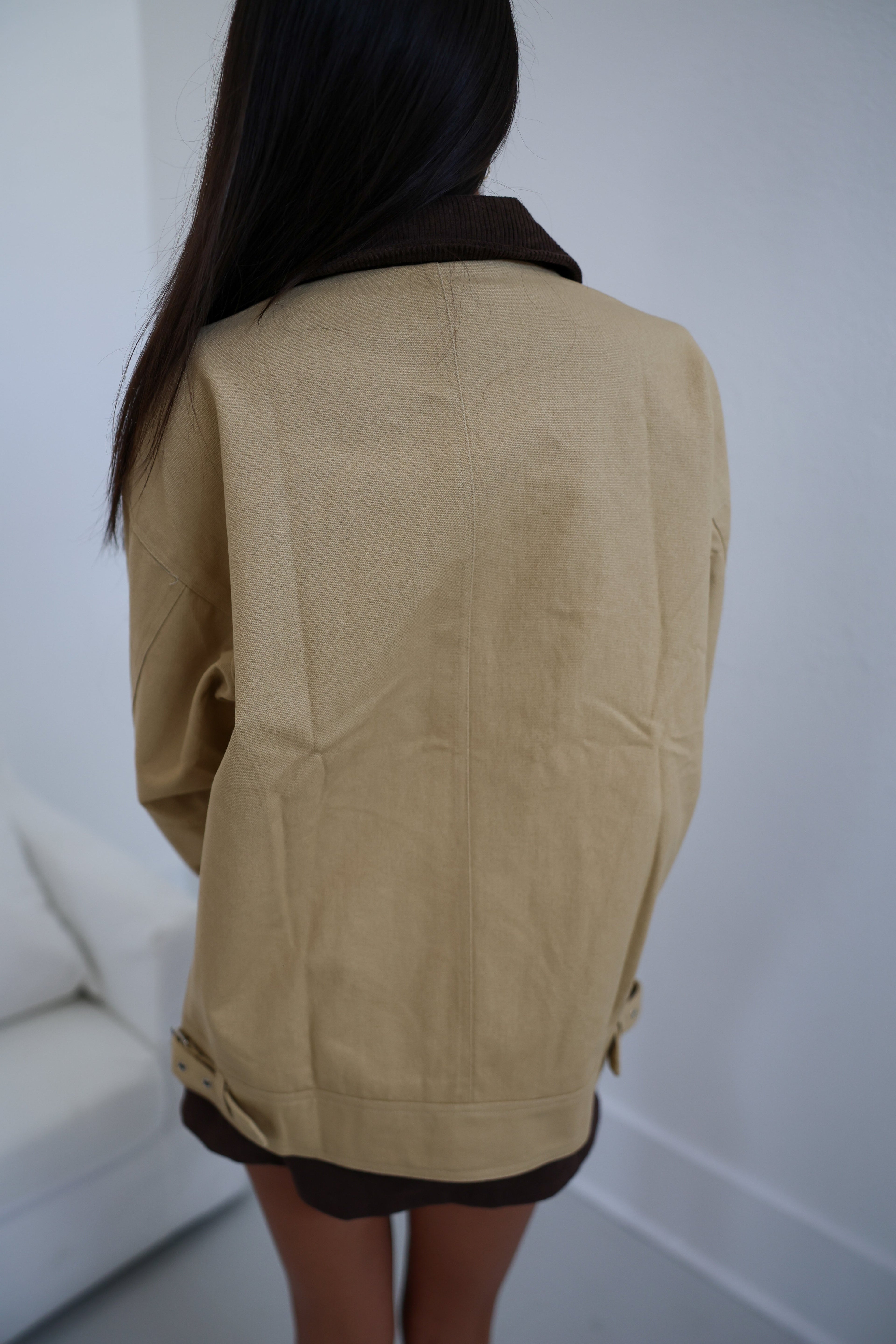 Connie Beige Collared Jacket - Dessert