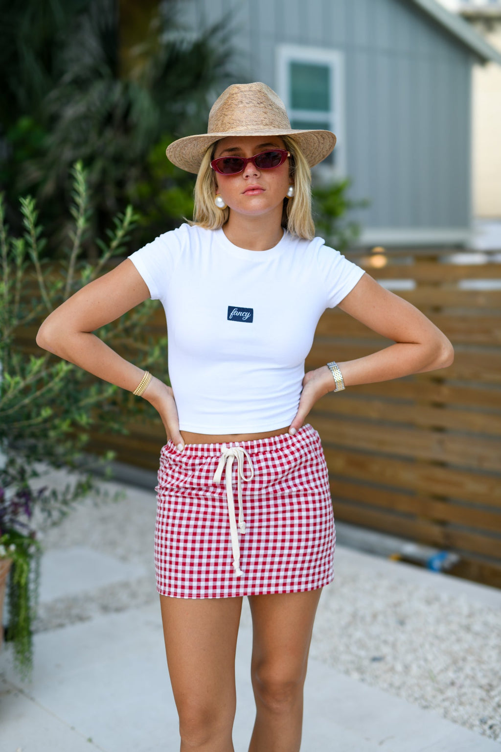 Clara Gingham Mini Skirt - Red