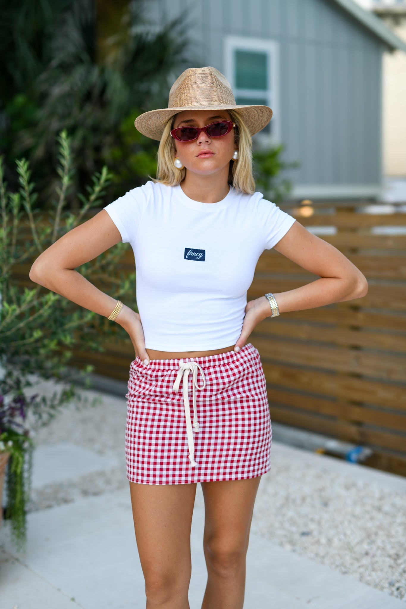 Clara Gingham Mini Skirt - Red