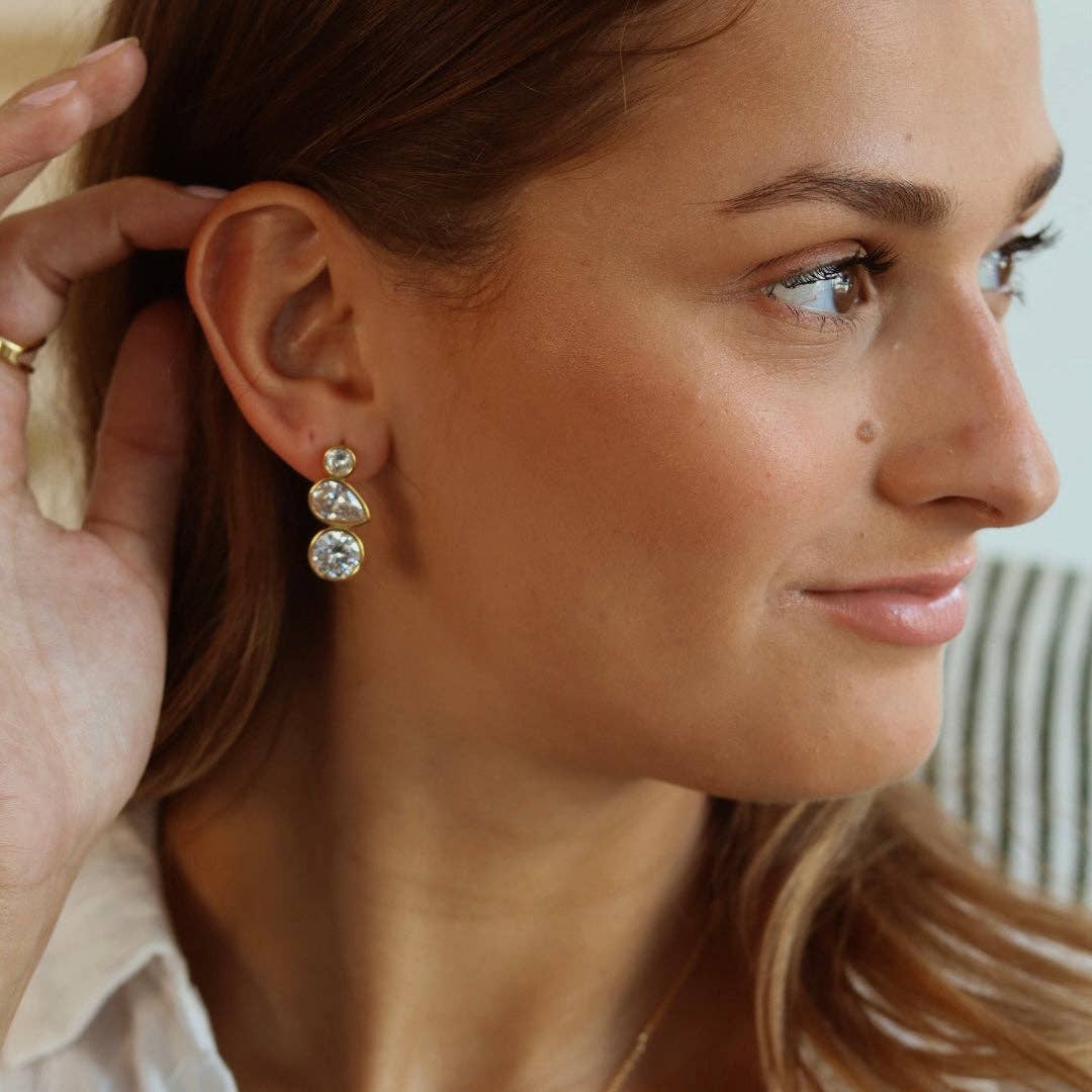 Alexandra Triple Diamond Zircon Drop Earring