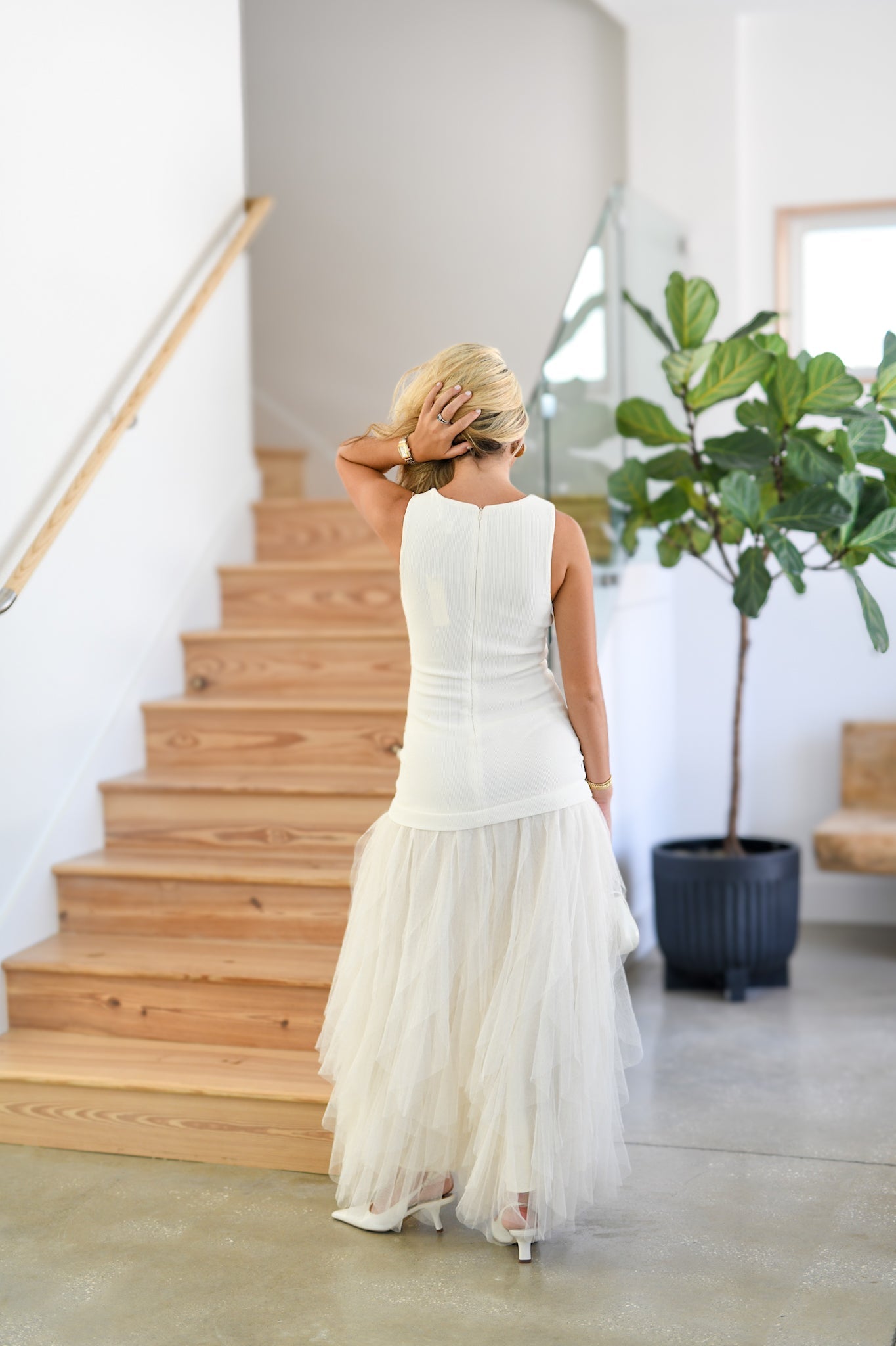 Haylie Tulle Skirt Maxi Dress - Cream