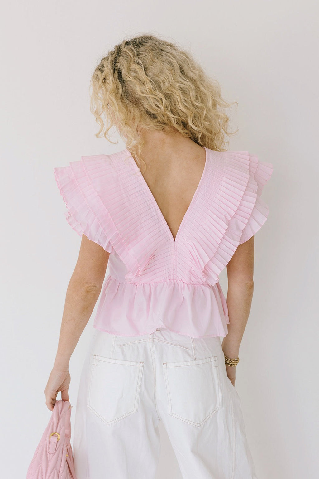 Shelly Sleeveless Ruffle Top - Pink
