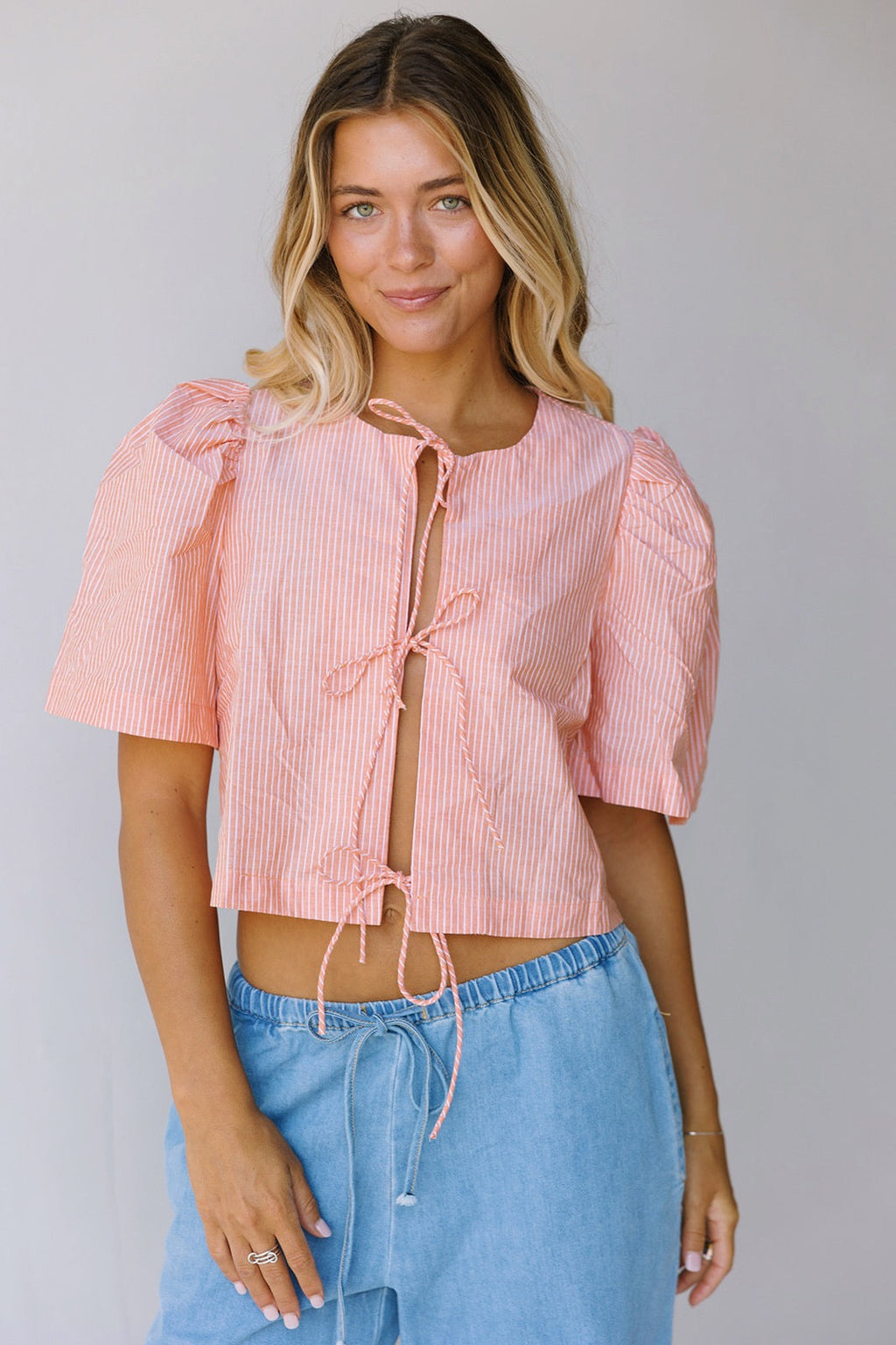 Lori Puff Sleeve Top - Orange