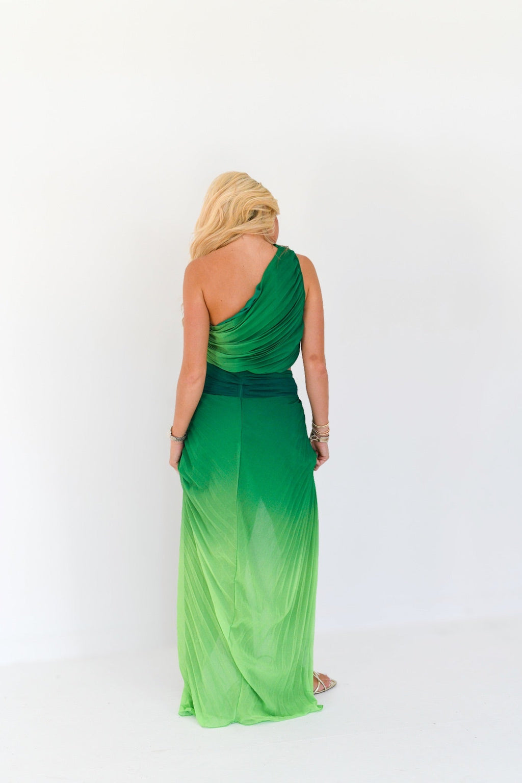 Anna Pleated Set - Green/Lime