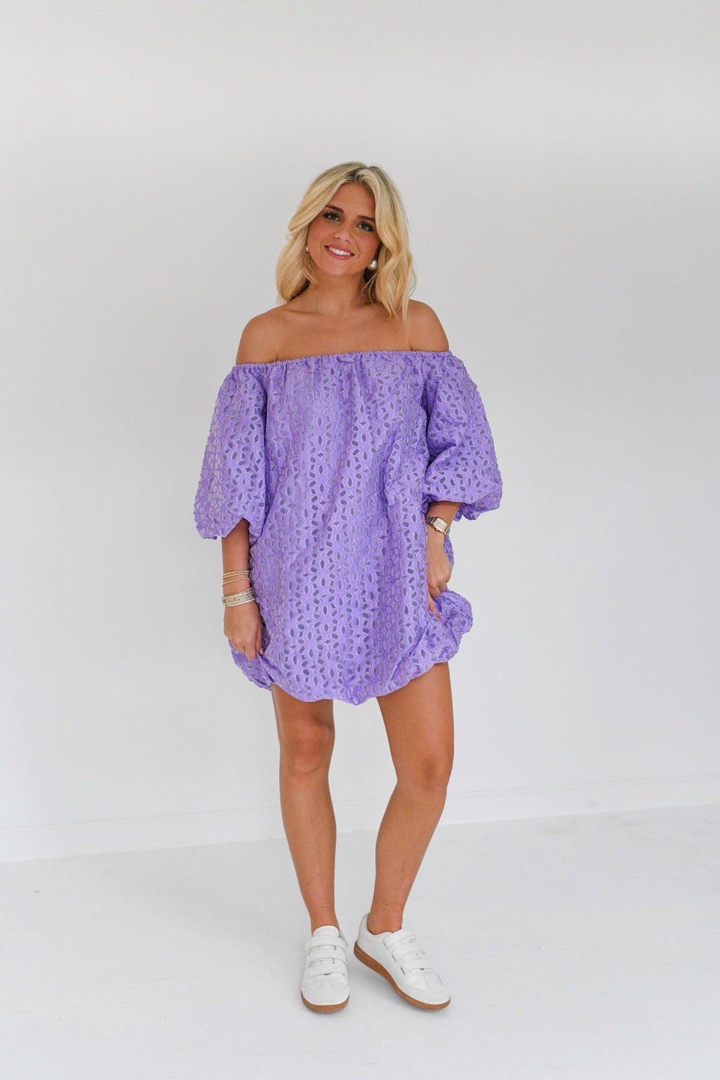 Lola Strapless Bubble Mini Dress - Purple