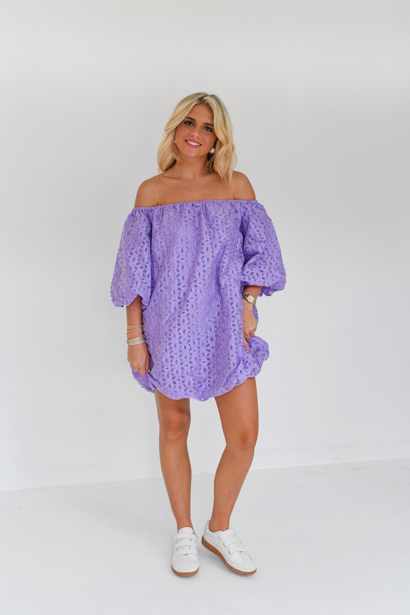Lola Strapless Bubble Mini Dress - Purple