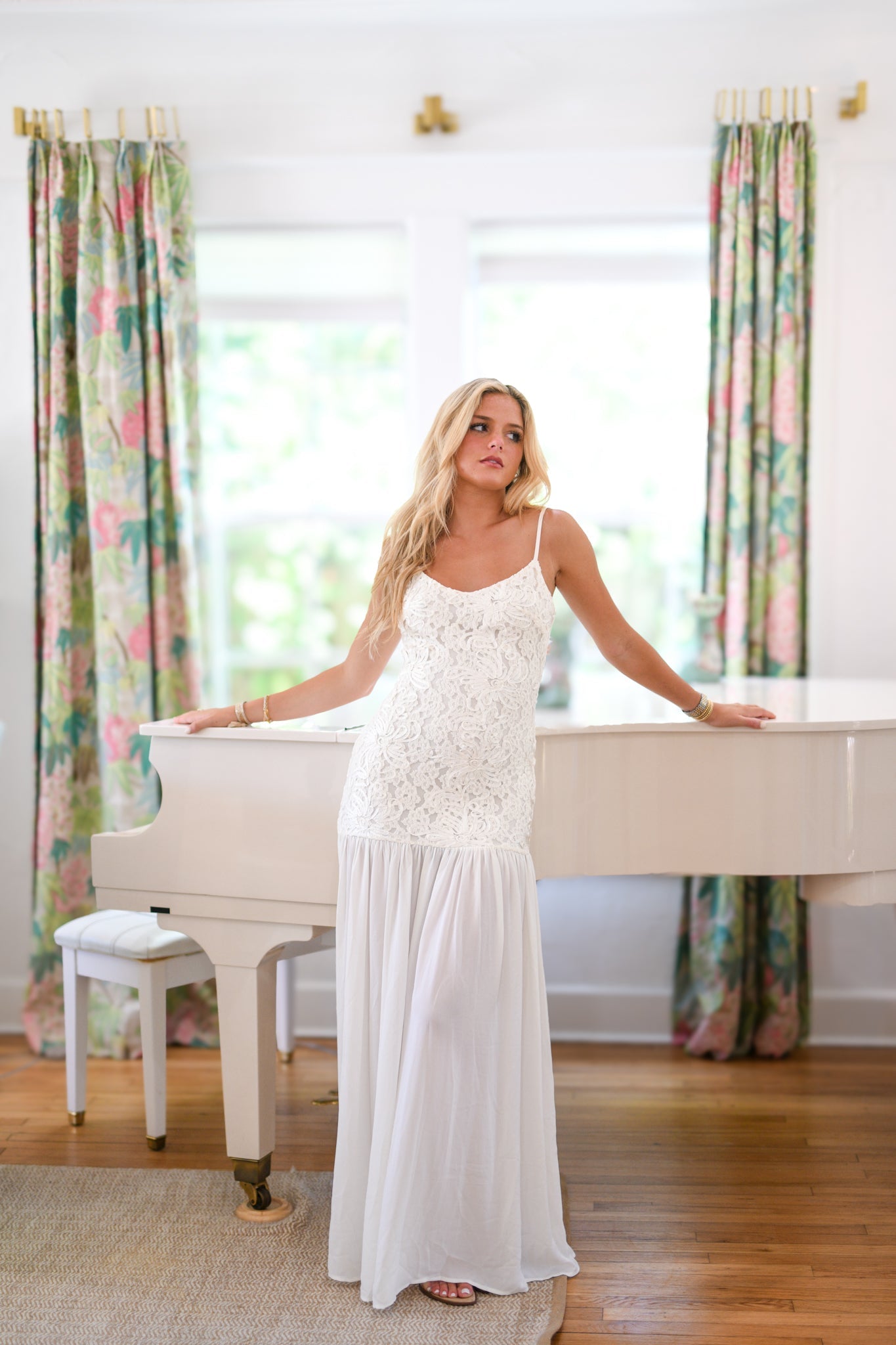 Martyn Embroidered Lace Maxi Dress - Cream