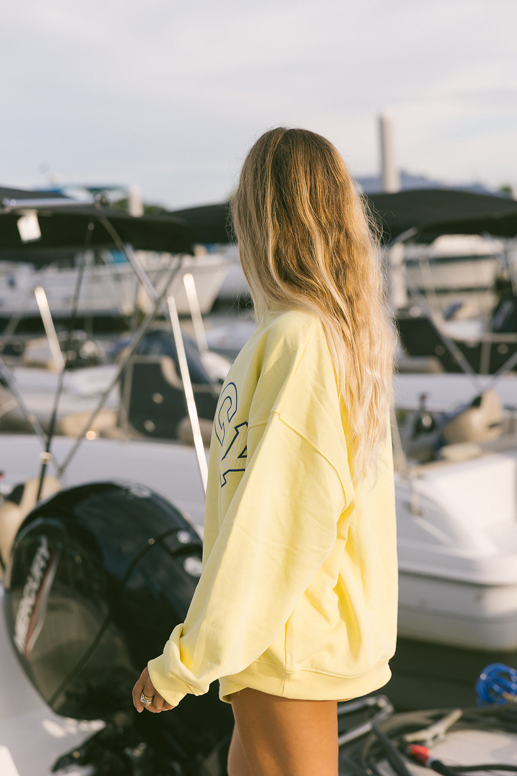 Fancy Oversized Terry Mockneck - Malibu Yellow