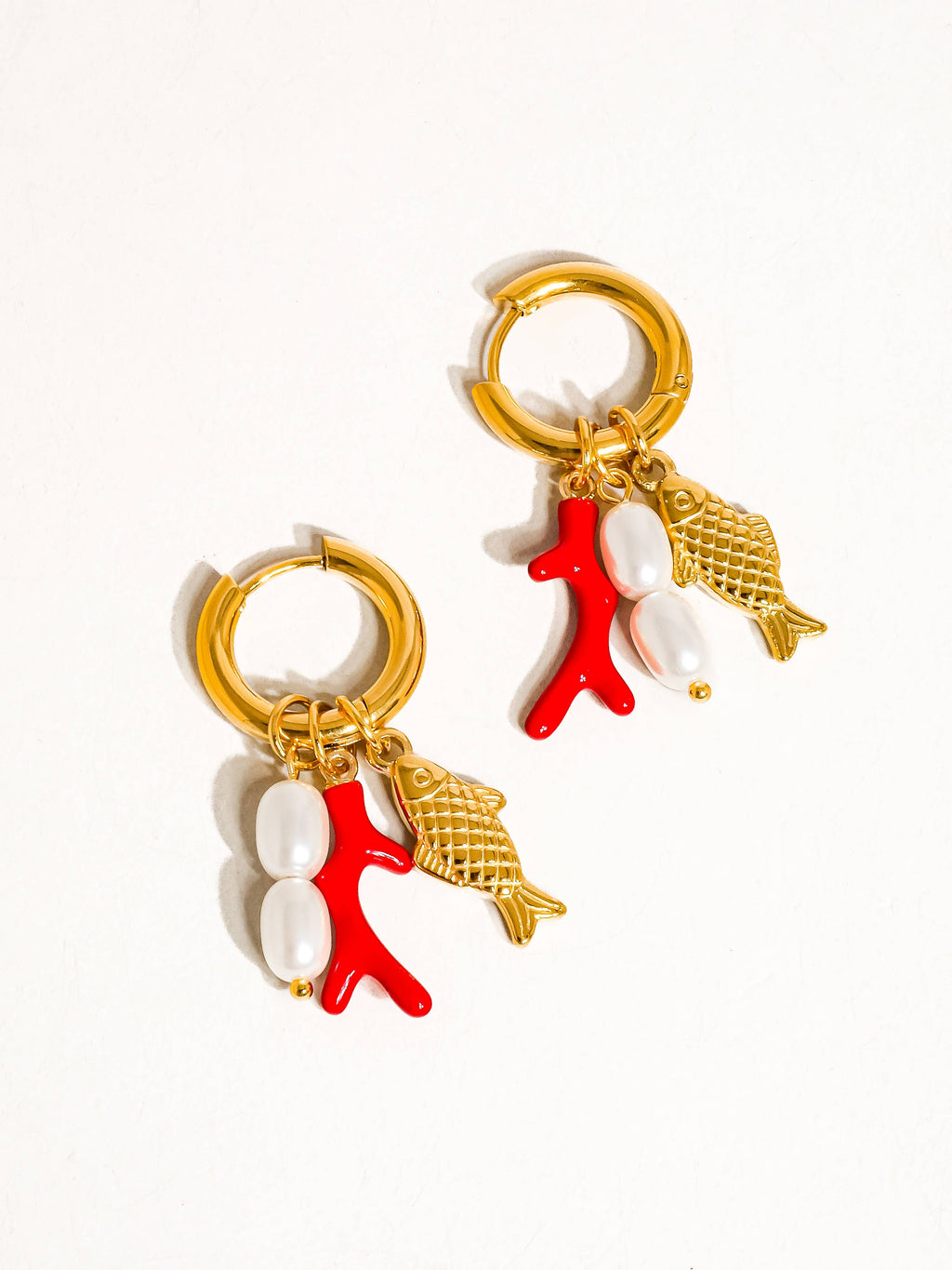 Rocaille Fish Pearl Earrings