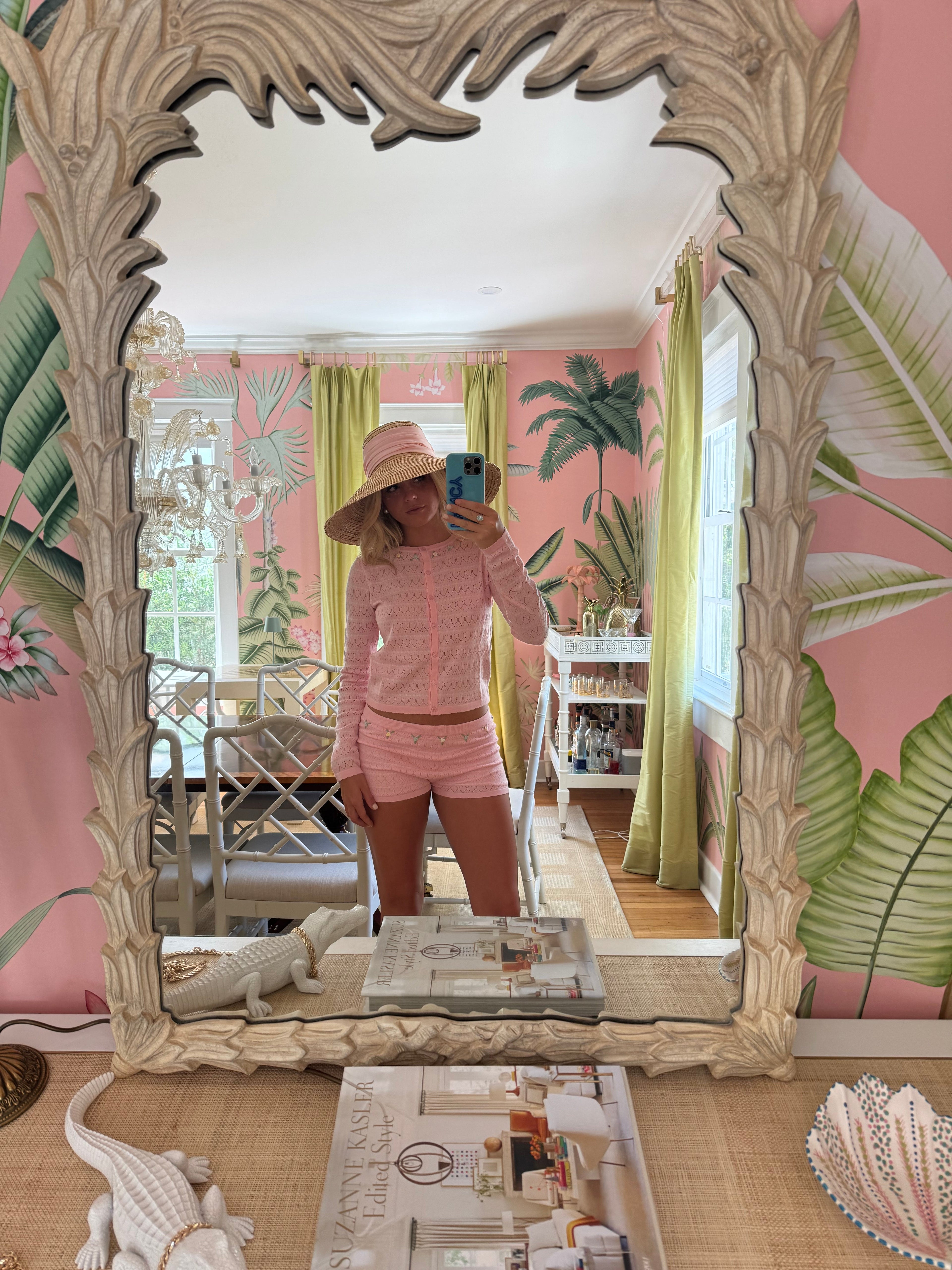 Becca Pointelle Knit Floral Cardigan - Baby Pink