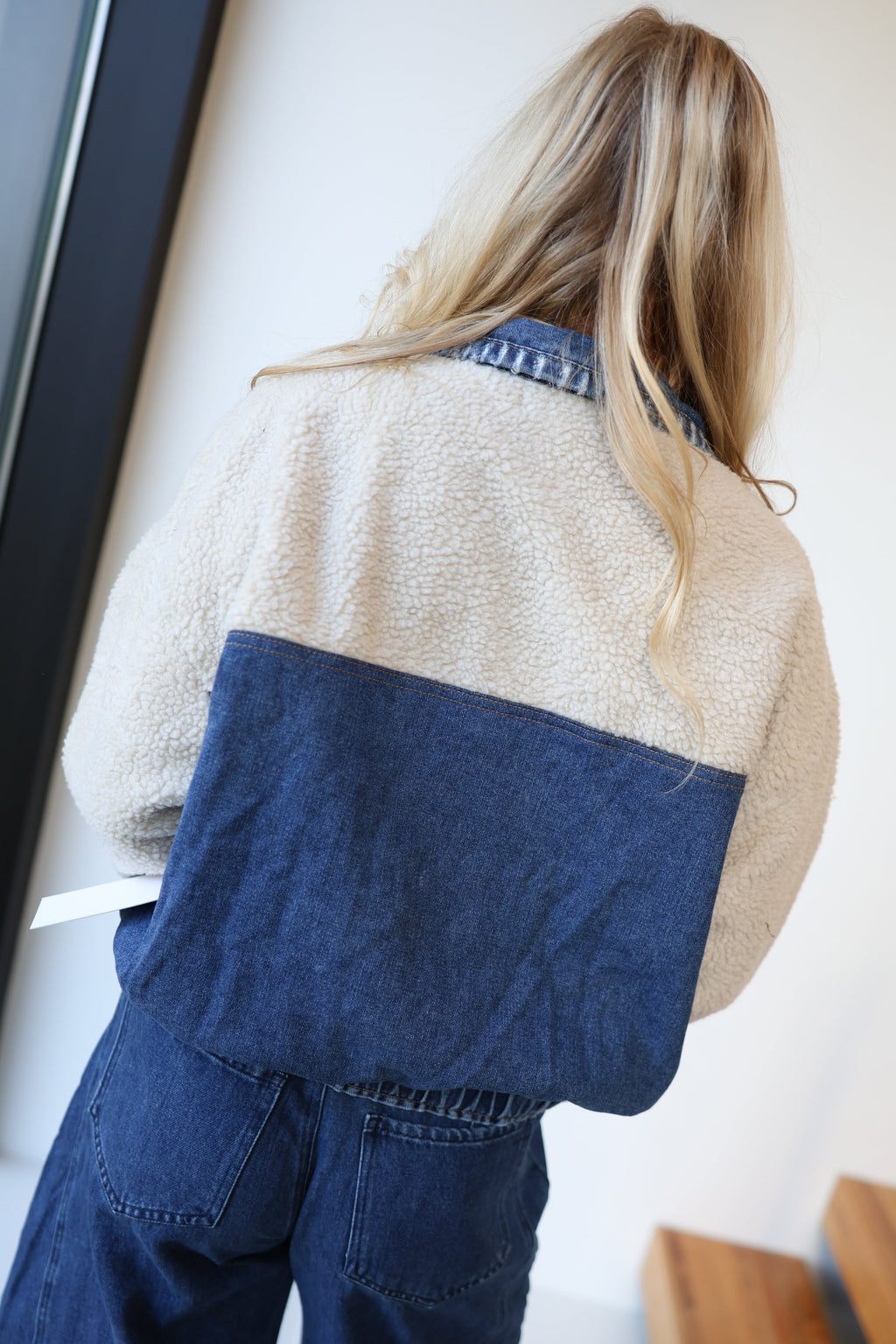 Madi Sherpa Pullover - Denim/Beige