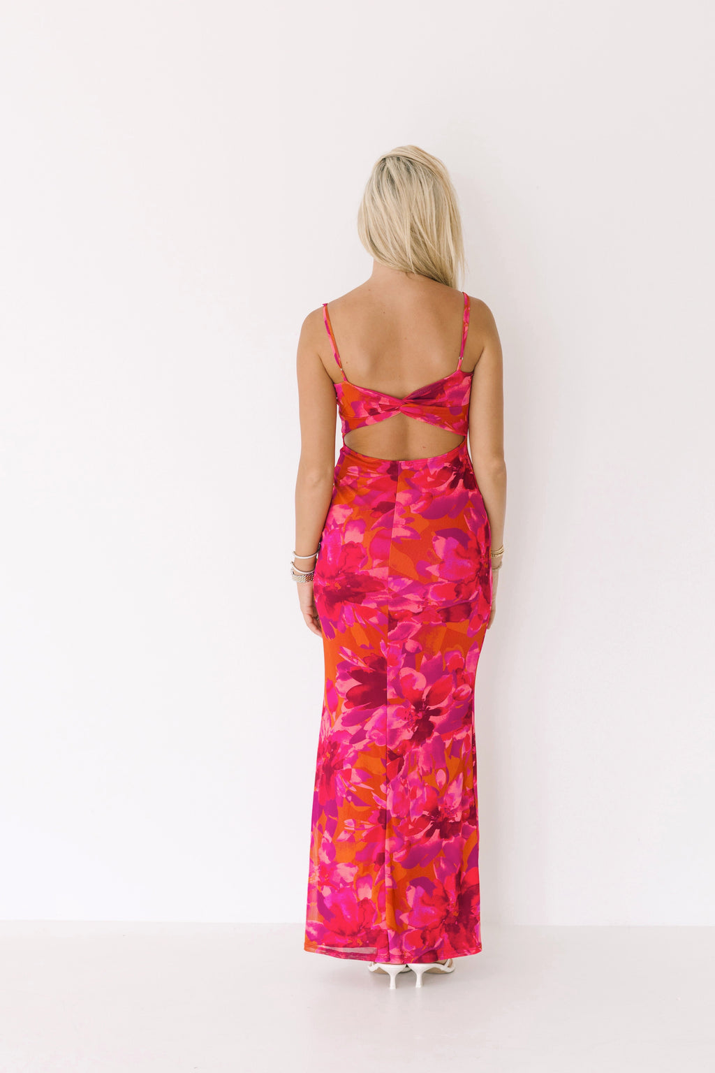 Kaya Floral Midi Dress - Magenta