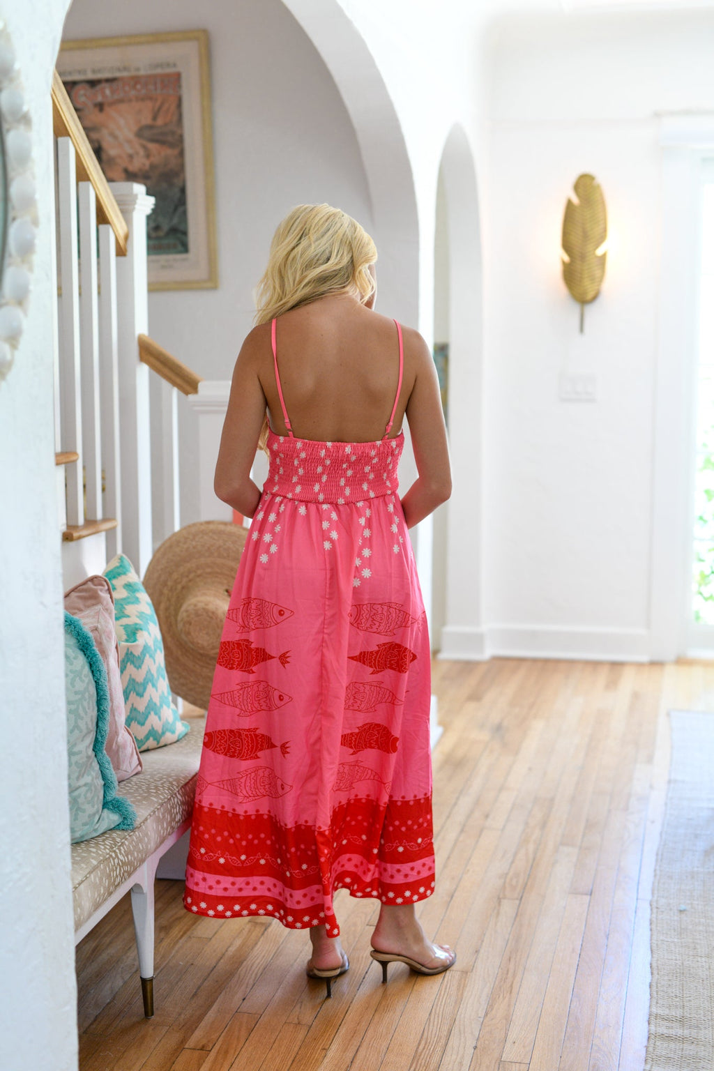 Meg Printed Midi Dress - Pink