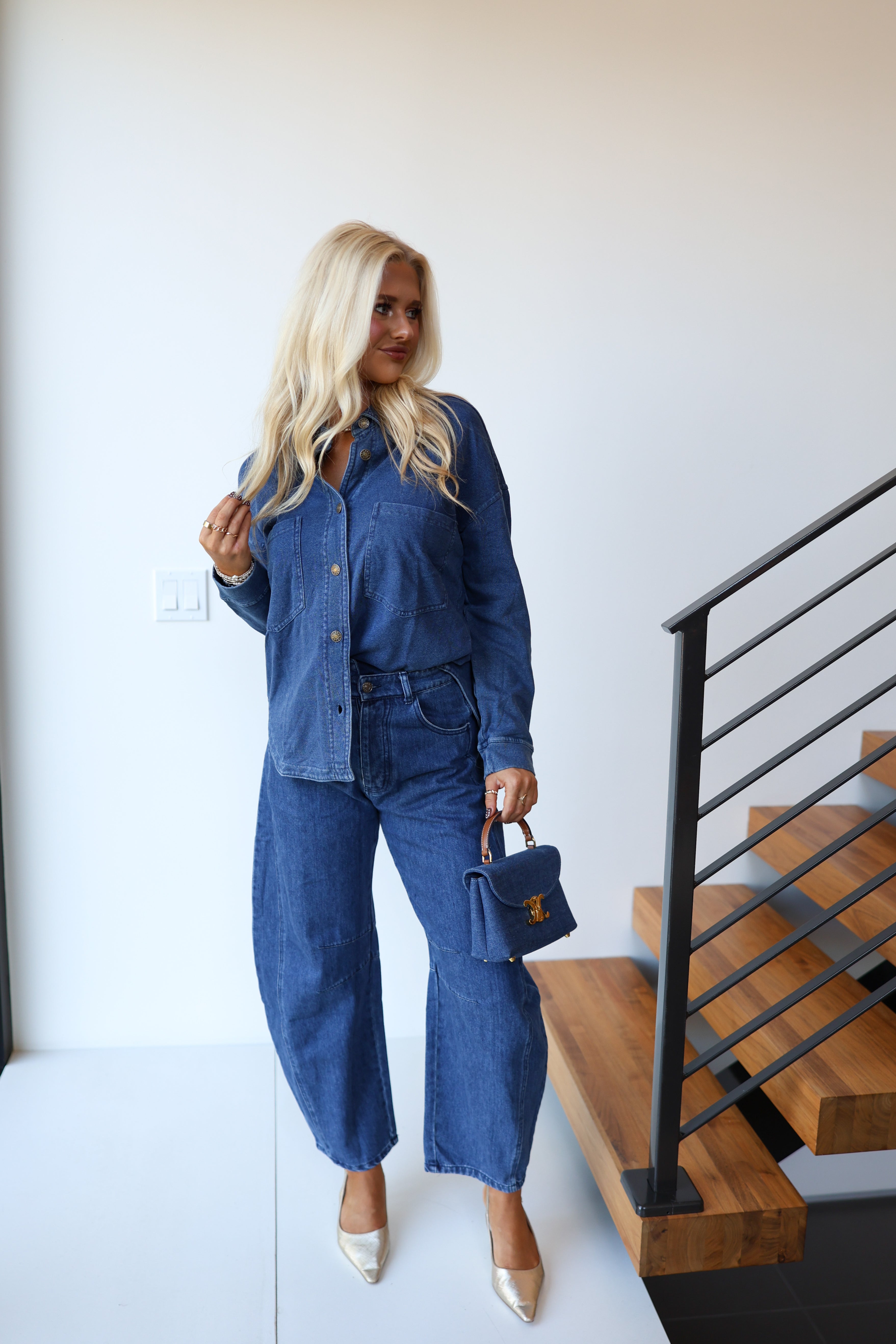 Dani Denim Button Down Top - Denim