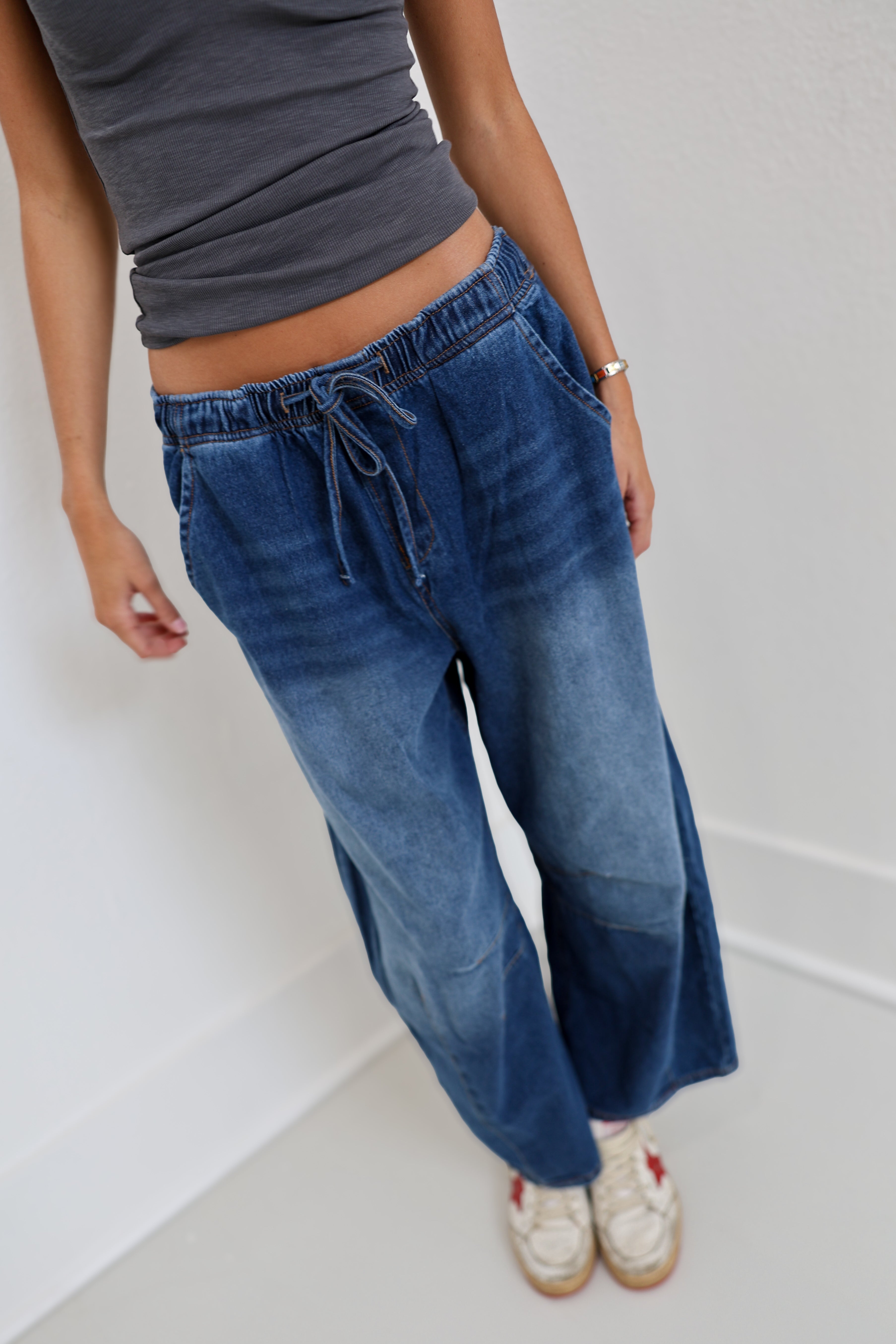 Whitney Barrel Denim Pants - Dark Denim