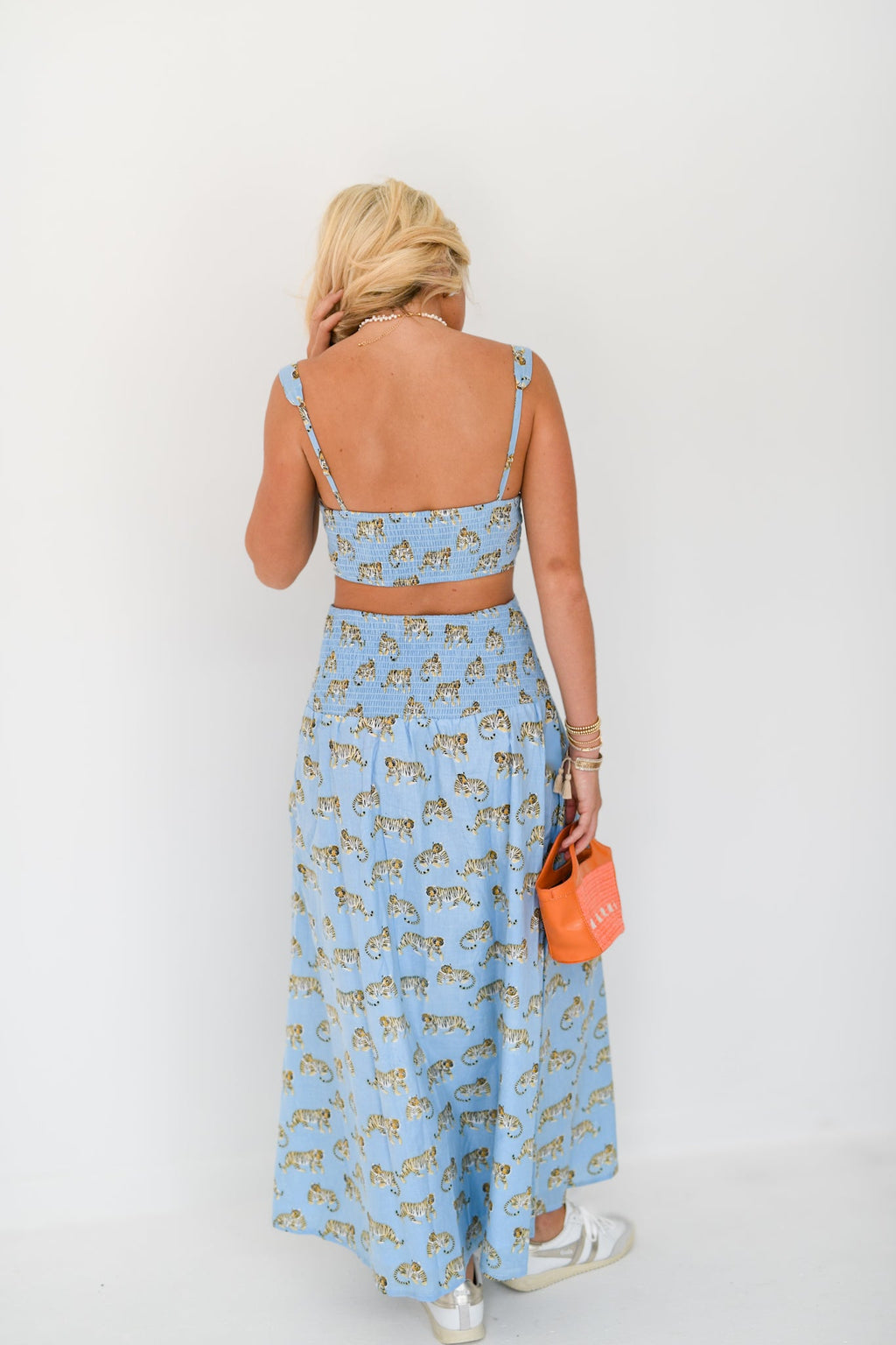 Sienna Maxi Skirt Set - Baby Blue Tiger