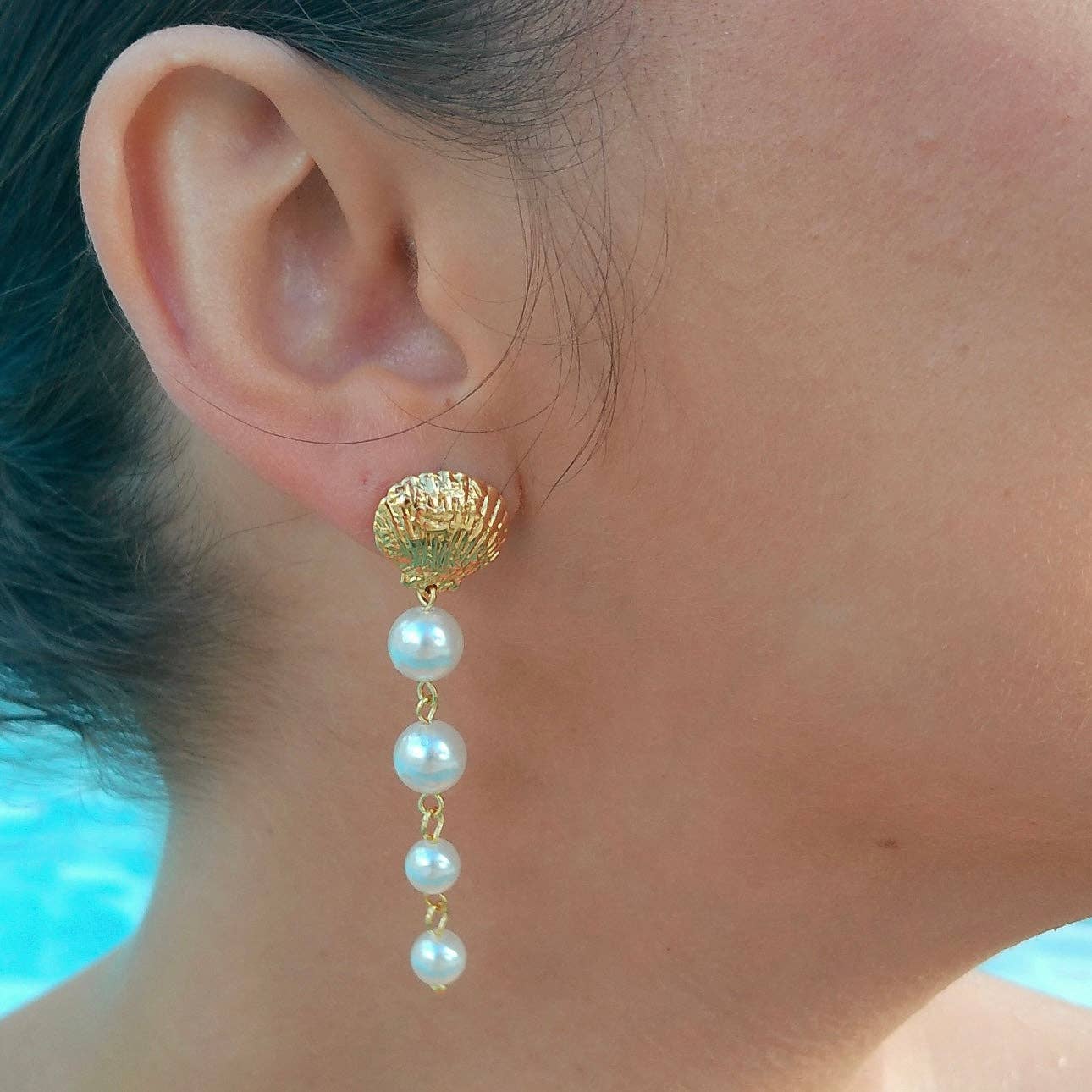 Clara Shell Pearl Drop Earrings