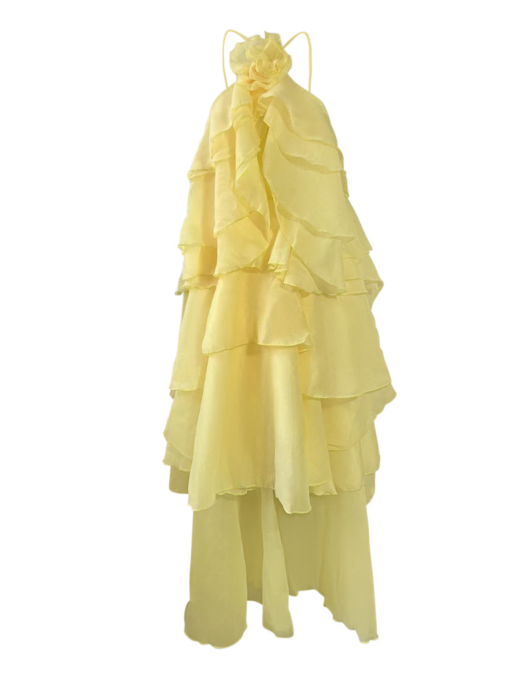 Dahlia Floral Ruffle Maxi Dress - Yellow