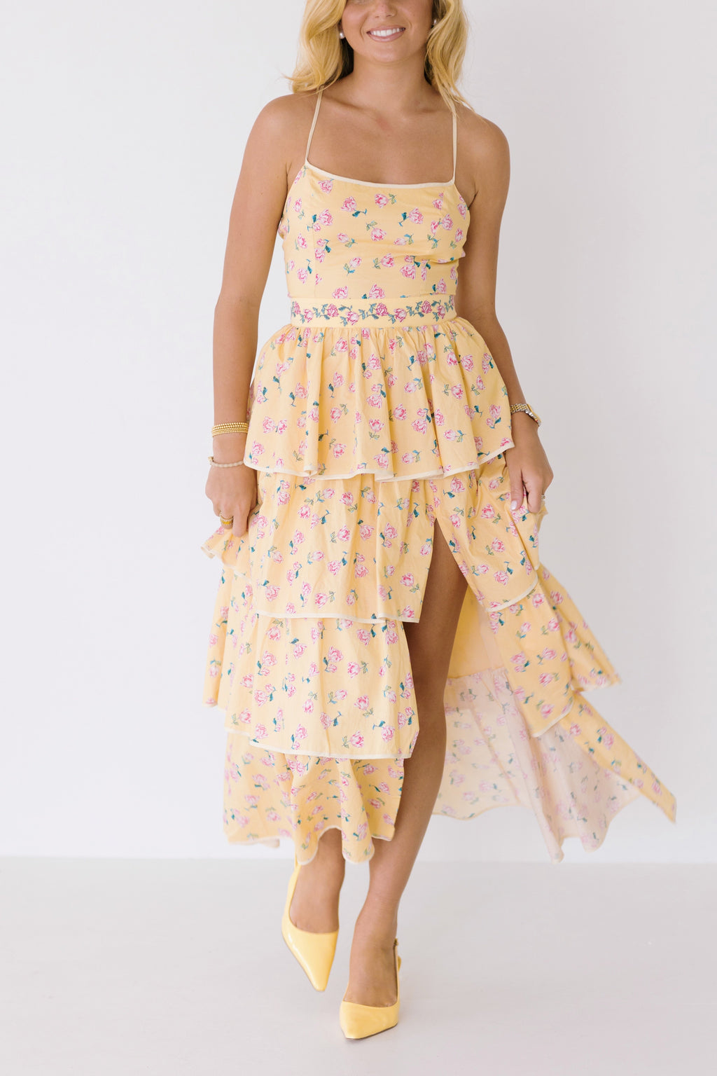 Skye Ruffle Maxi Dress - Yellow