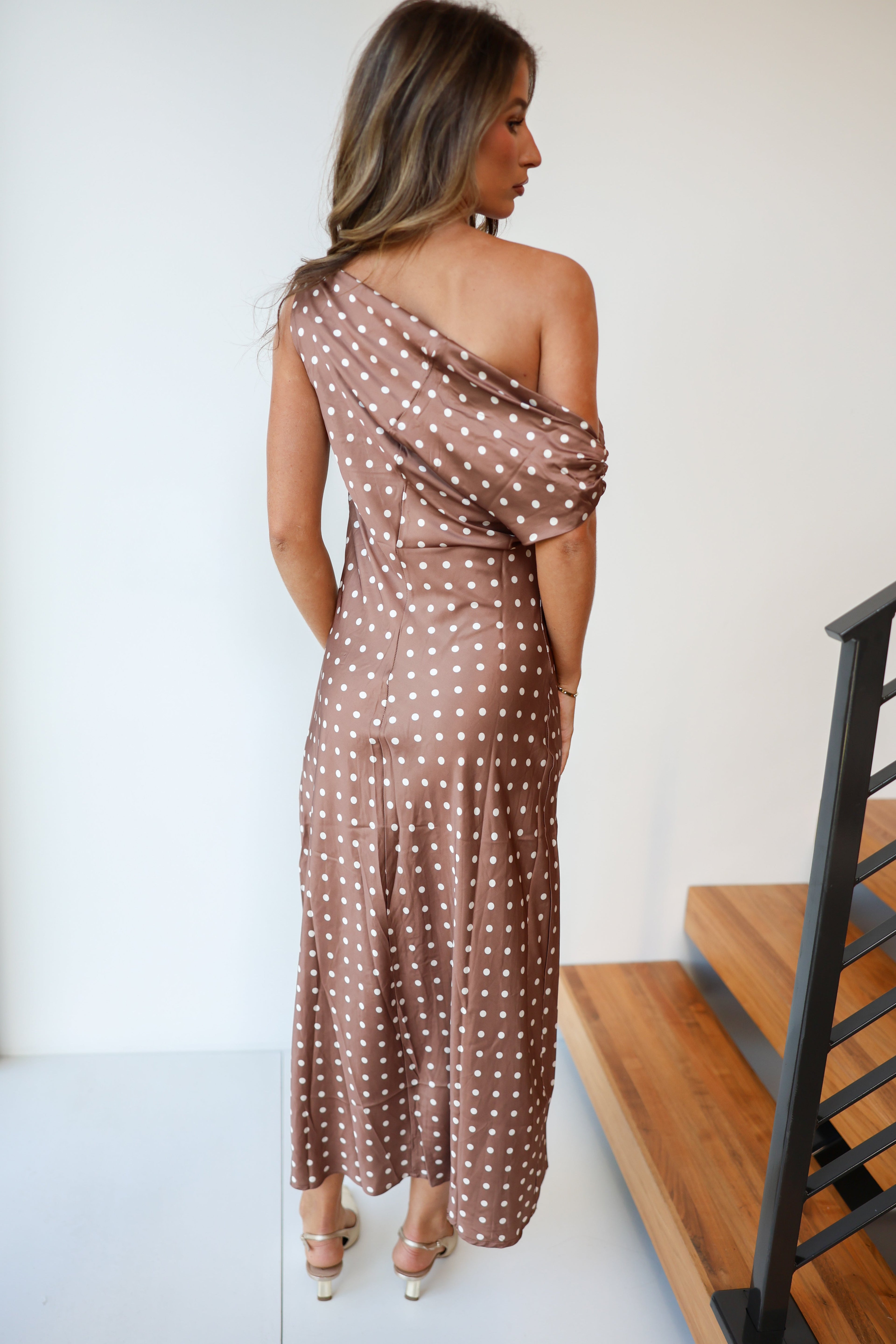 Layla Polka Dot Maxi Dress - Chocolate