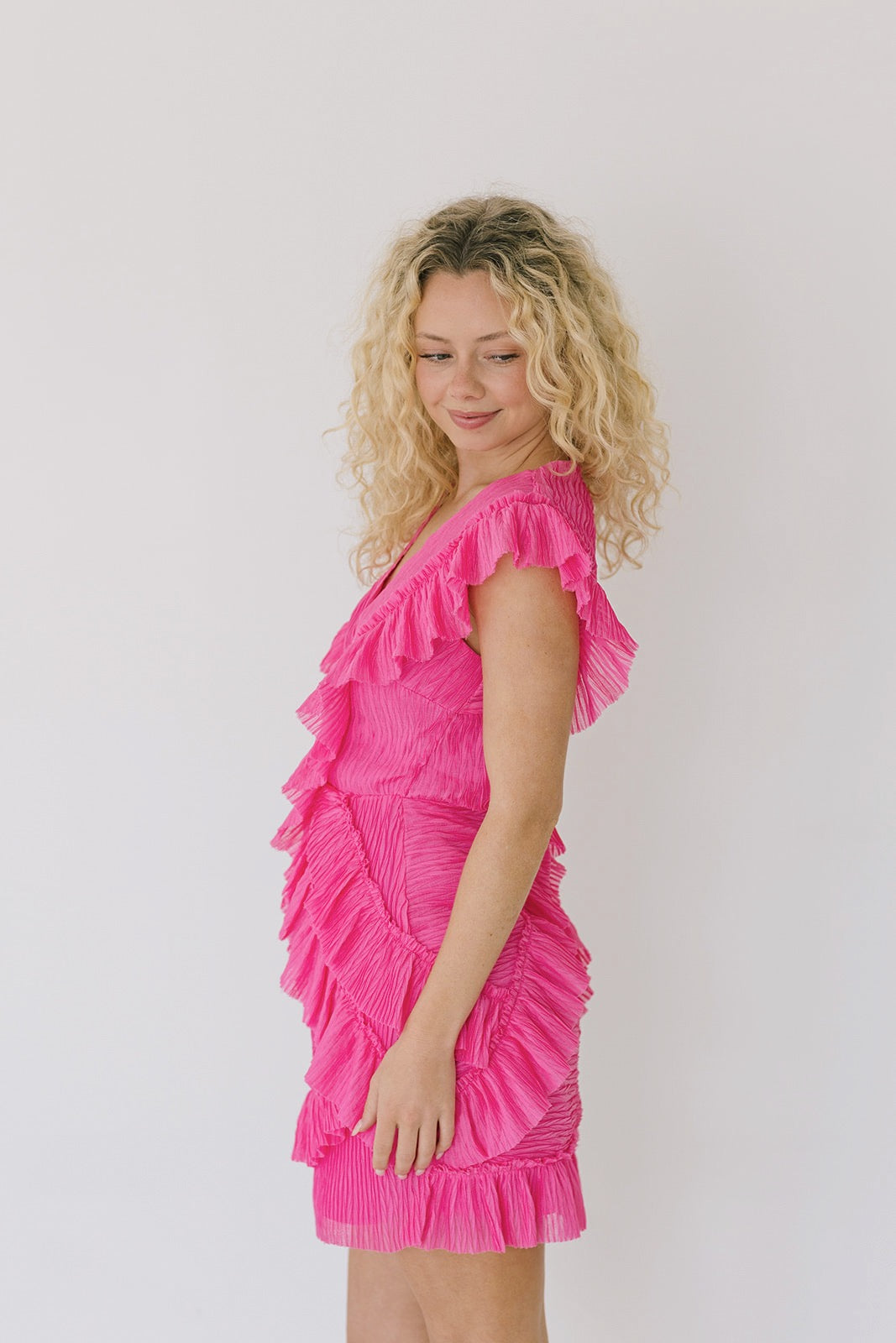 Avery Ruffle Mini Dress - Pink