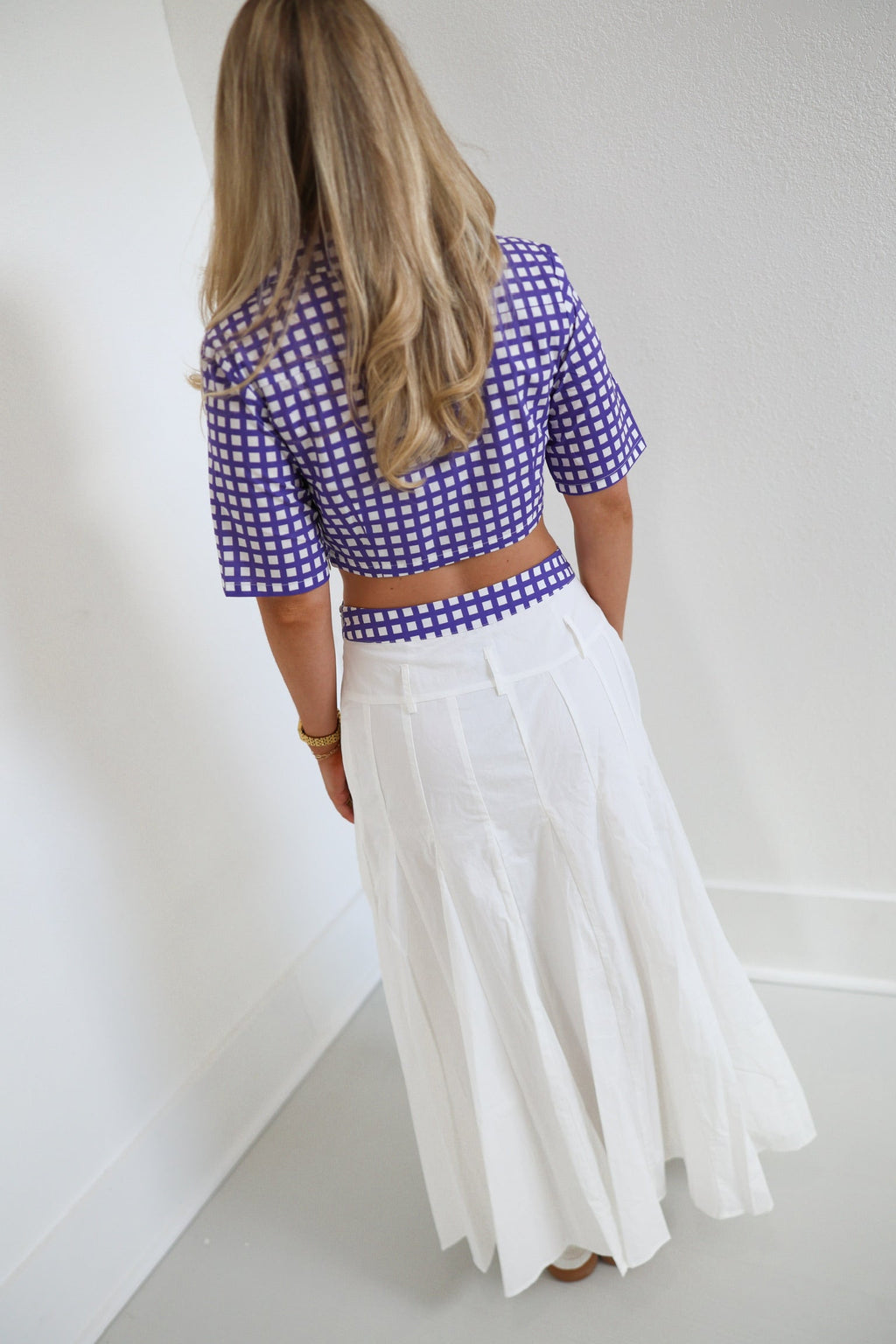 Brynn Gingham Top - White/Purple