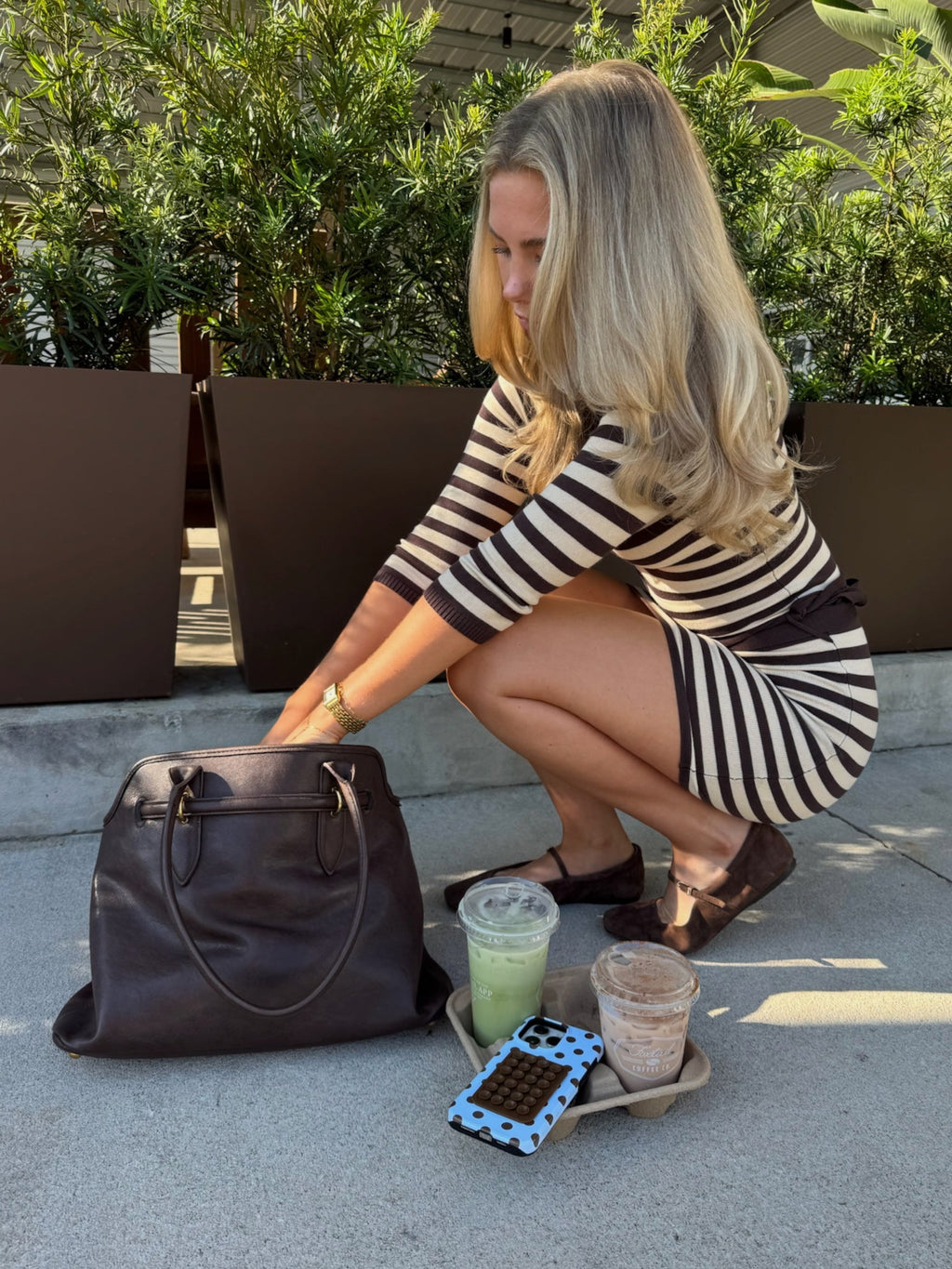 Brook Stripe Knit Dress - Brown Natural