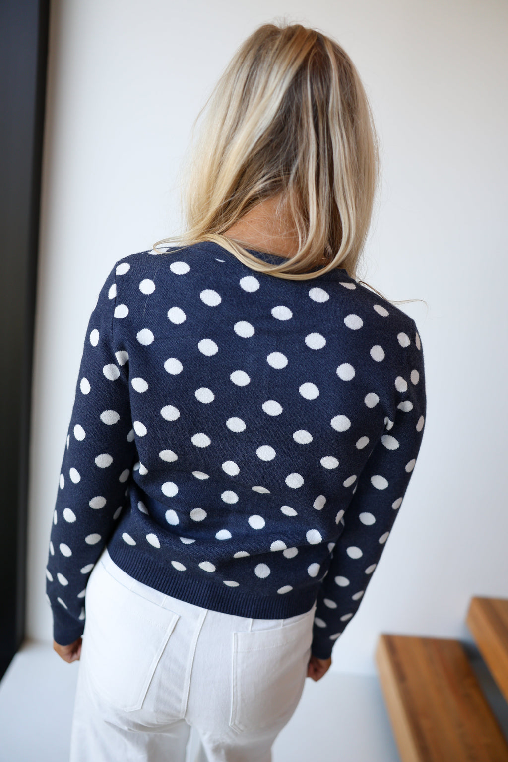 Miley Polka Dot Cardigan - Navy/Cream