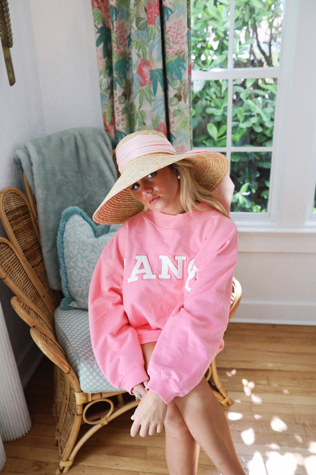 Fancy Oversized Fleece Mockneck - Hibiscus/White