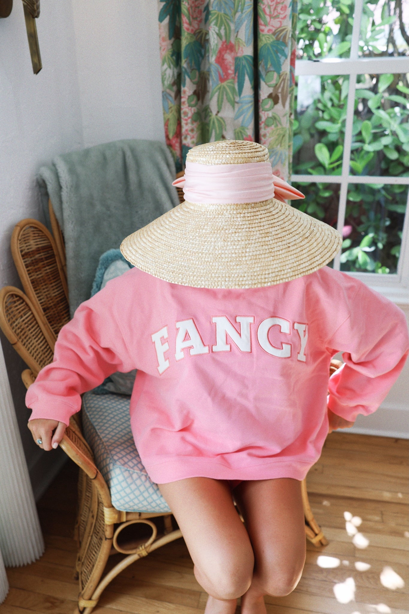 Fancy Oversized Fleece Mockneck - Hibiscus/White