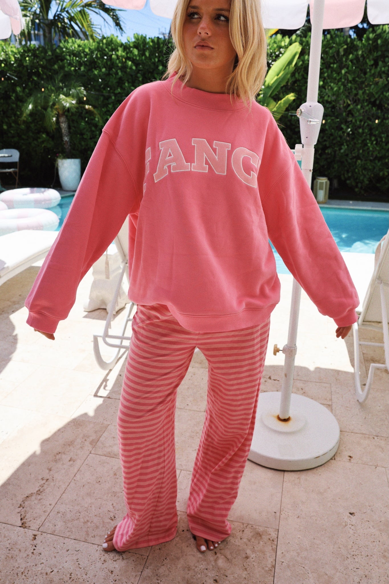 Fancy Oversized Fleece Mockneck - Paradise Pink/Hibiscus