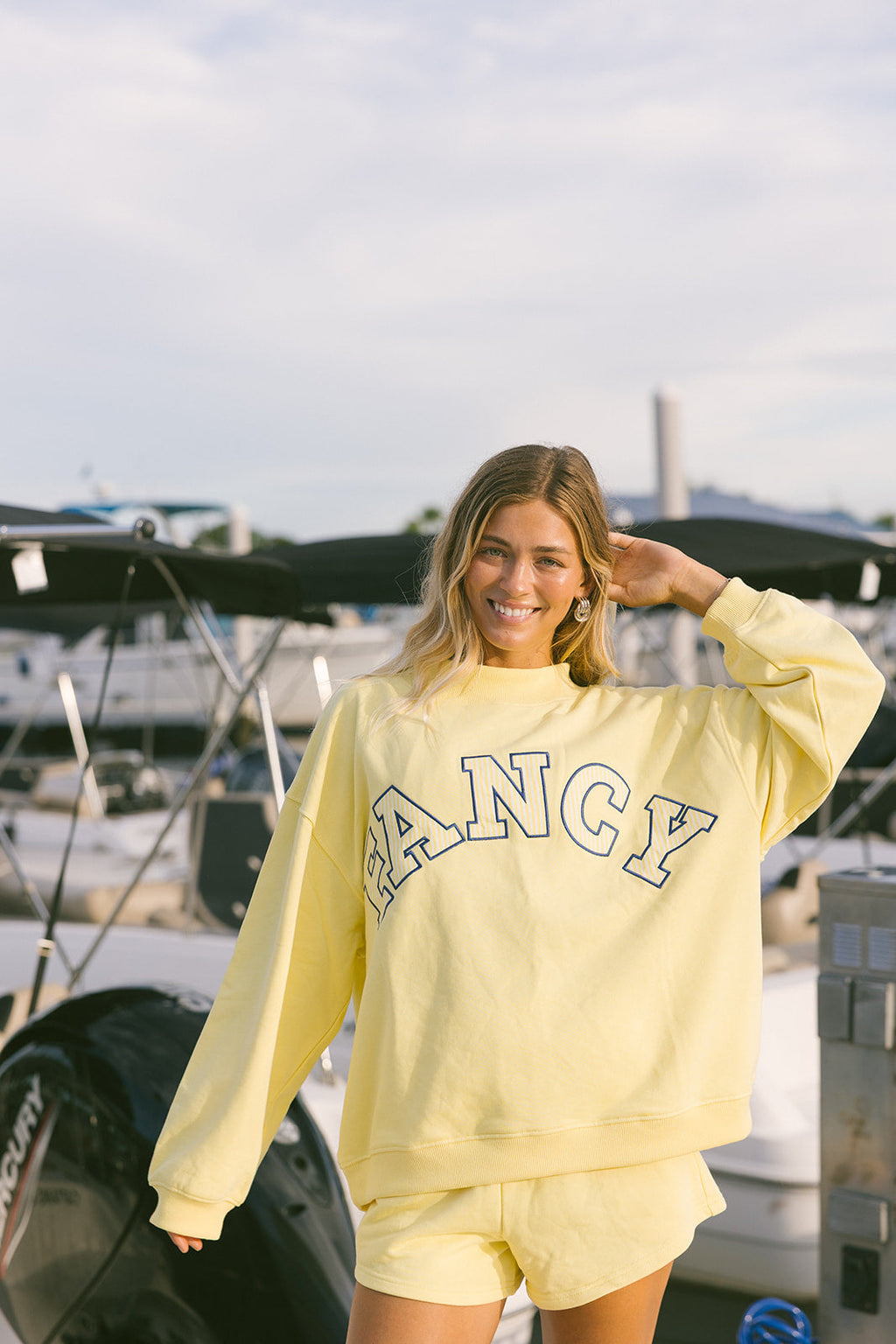 Fancy Oversized Terry Mockneck - Malibu Yellow